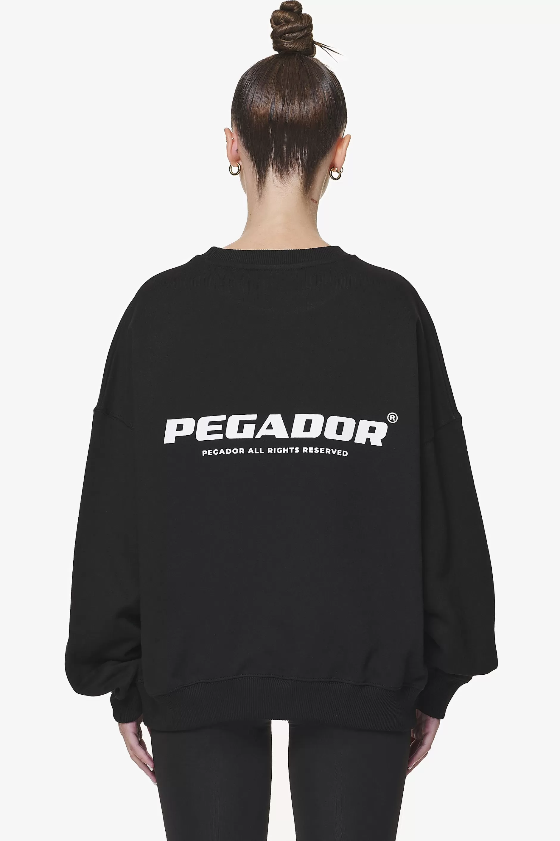 Sale Pegador Aelva Logo Heavy Oversized Crew Neck Black