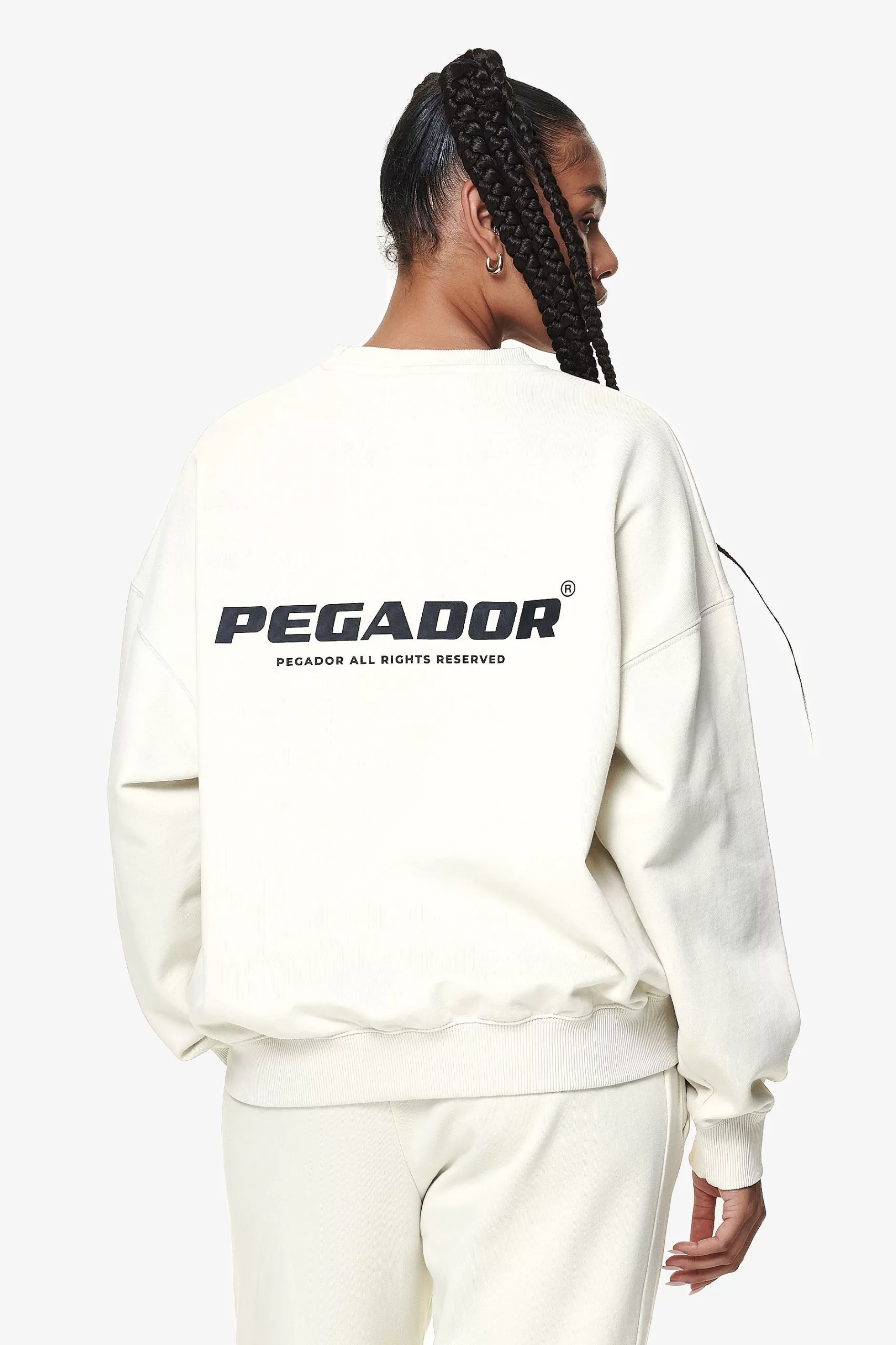 Cheap Pegador Aelva Logo Heavy Oversized Crew Neck Washed Salty Cream