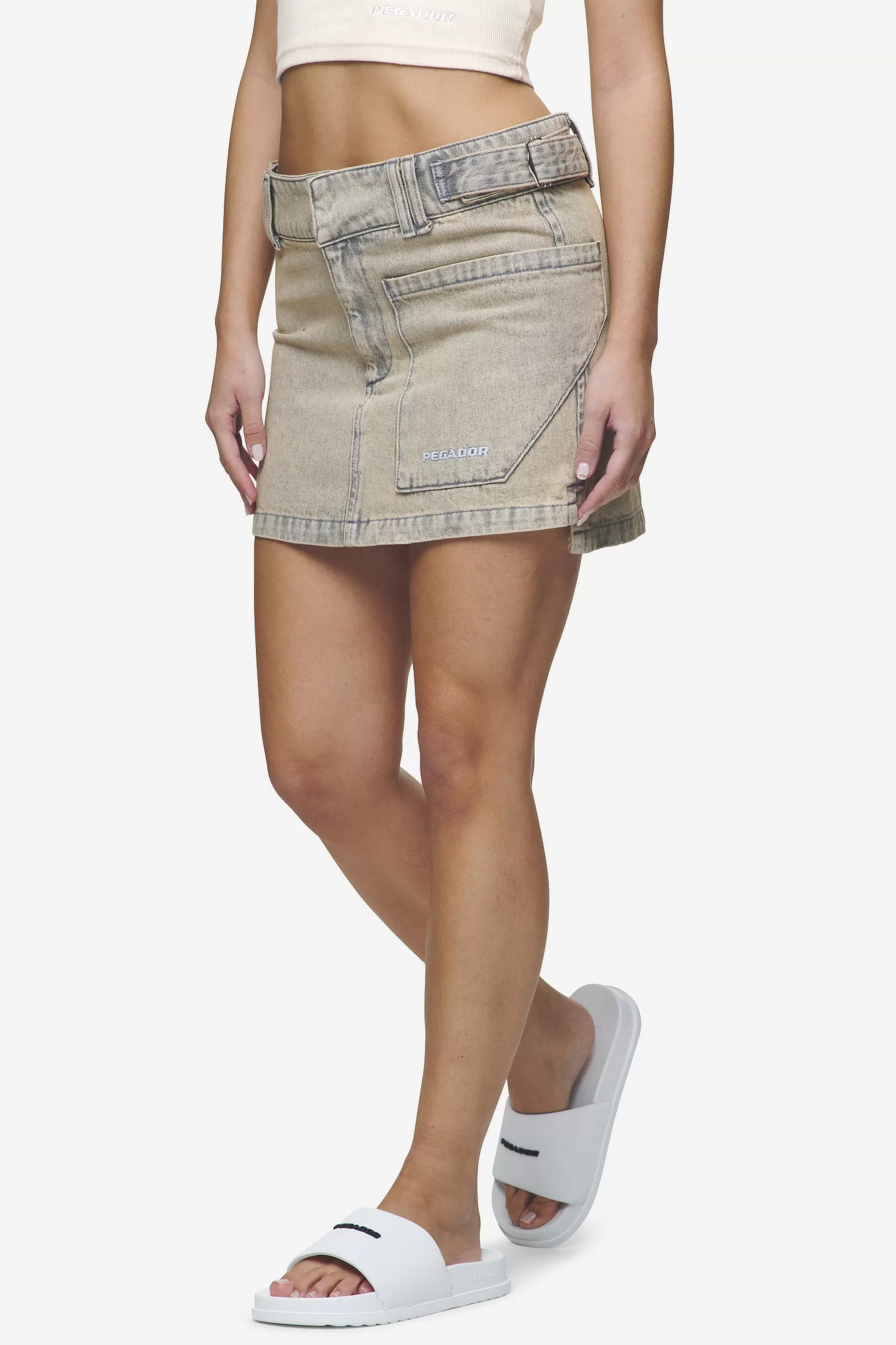 Hot Pegador Antonia Cargo Mini Skirt Washed Coast Sand