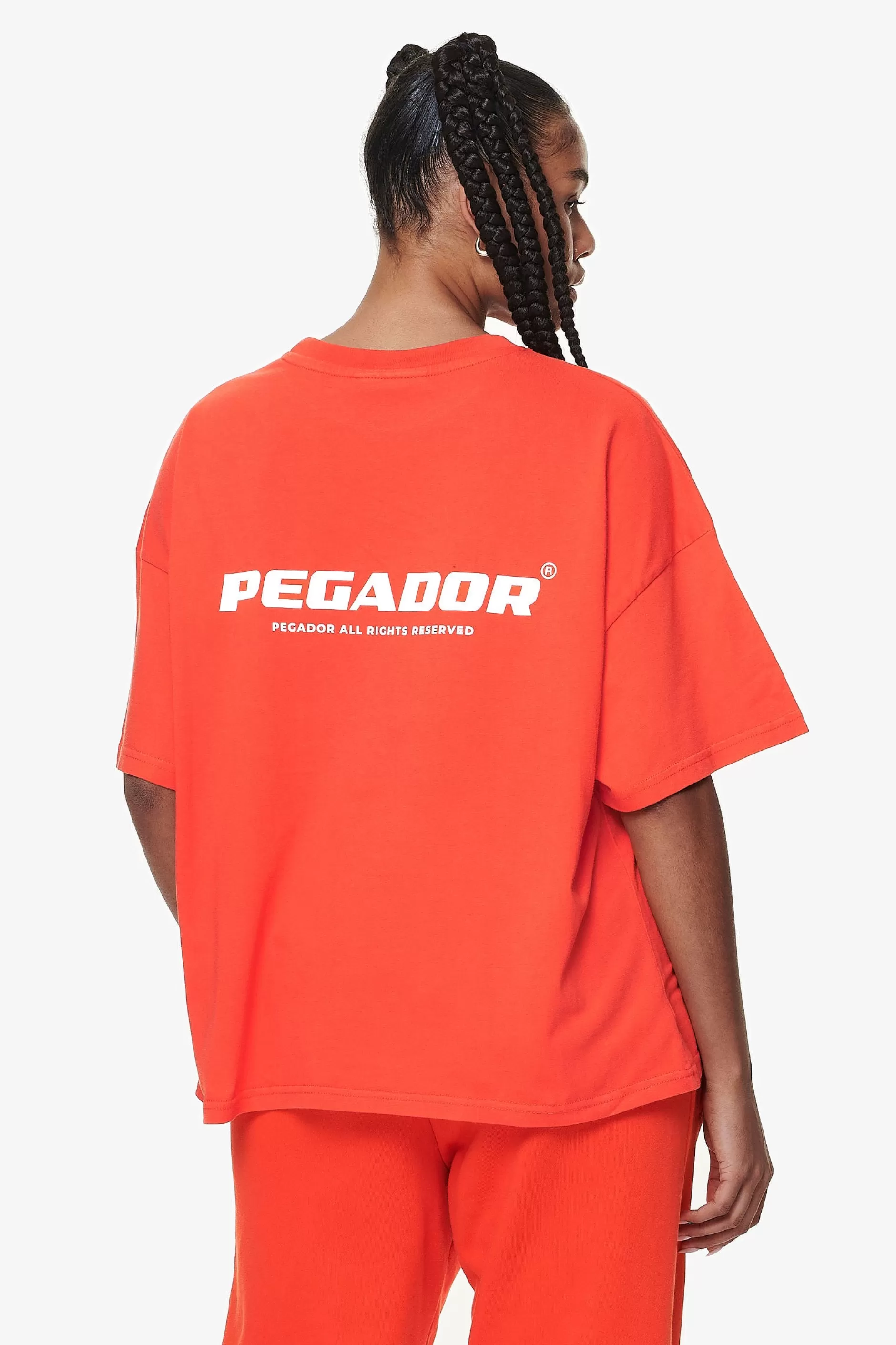 Best Pegador Arendal Logo Heavy Oversized Tee Washed Signal Red