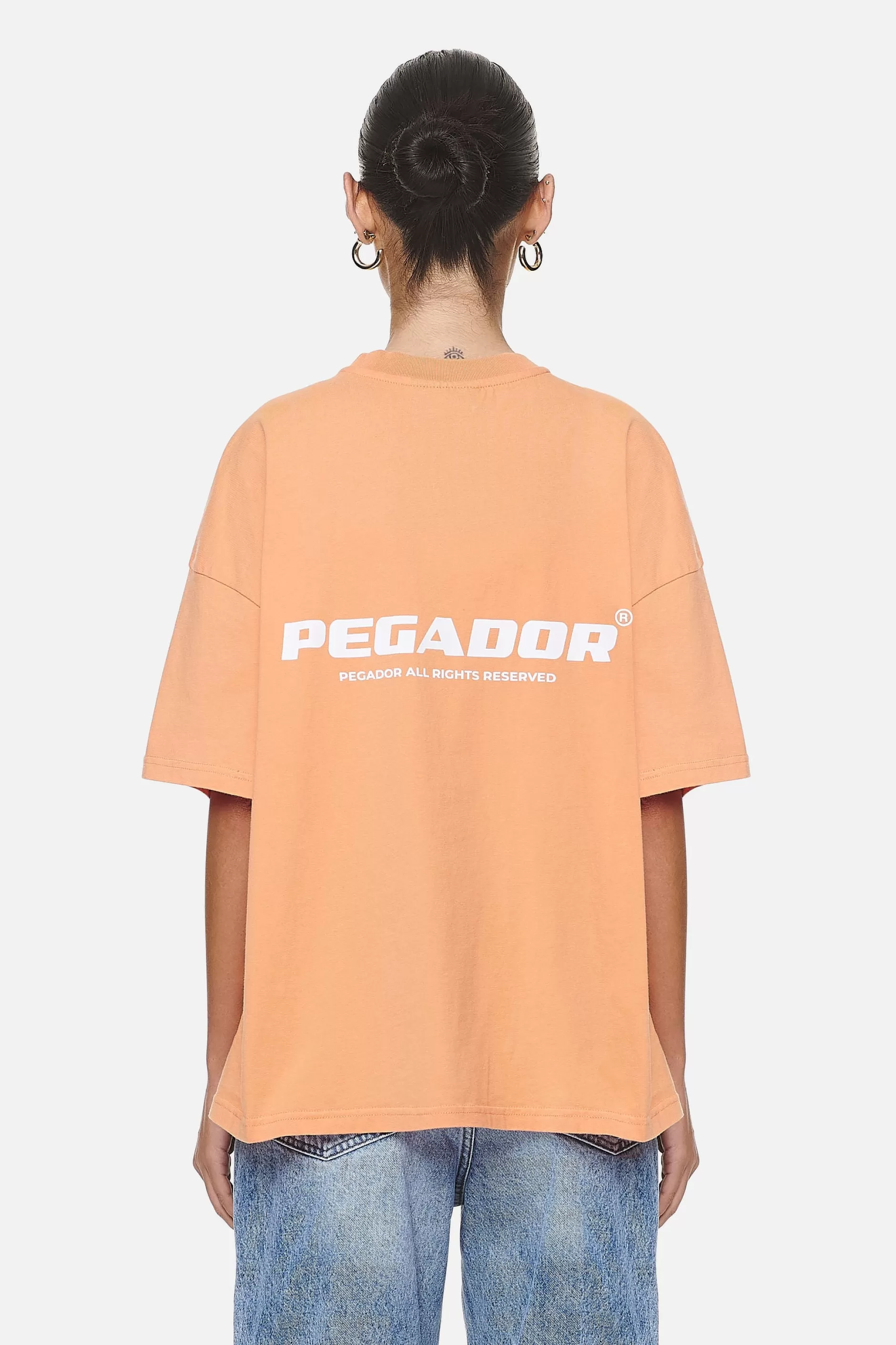 Fashion Pegador Arendal Logo Heavy Oversized Tee  Washed Apricot White