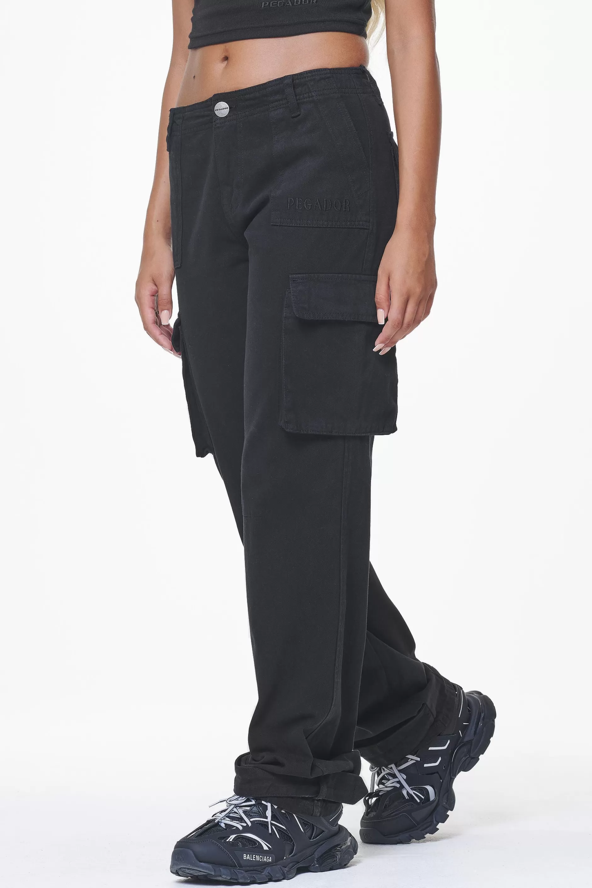 New Pegador Arlia Wide Cargo Pants Black