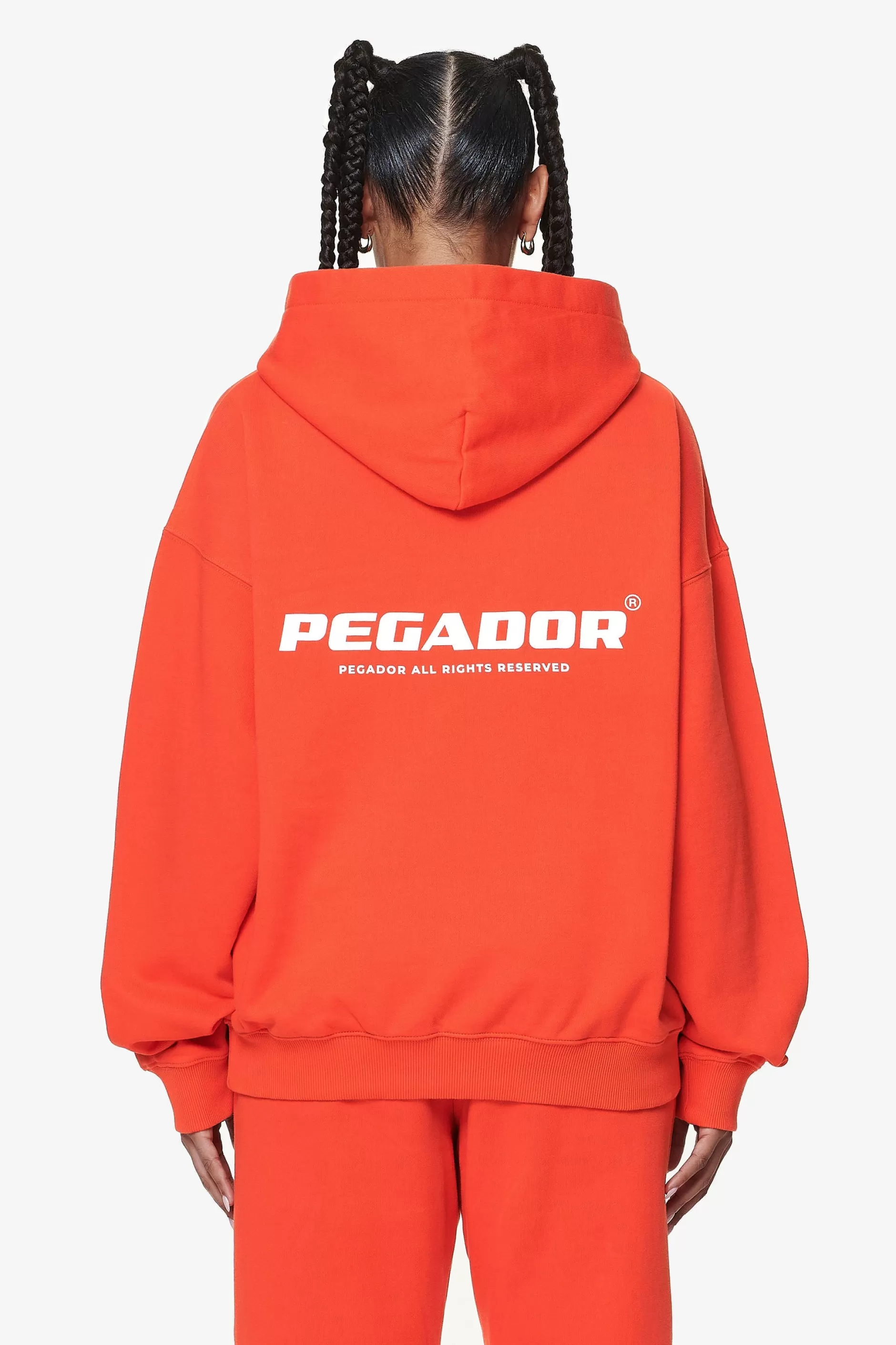 Shop Pegador Atna Logo Oversized Hoodie Washed Signal Red