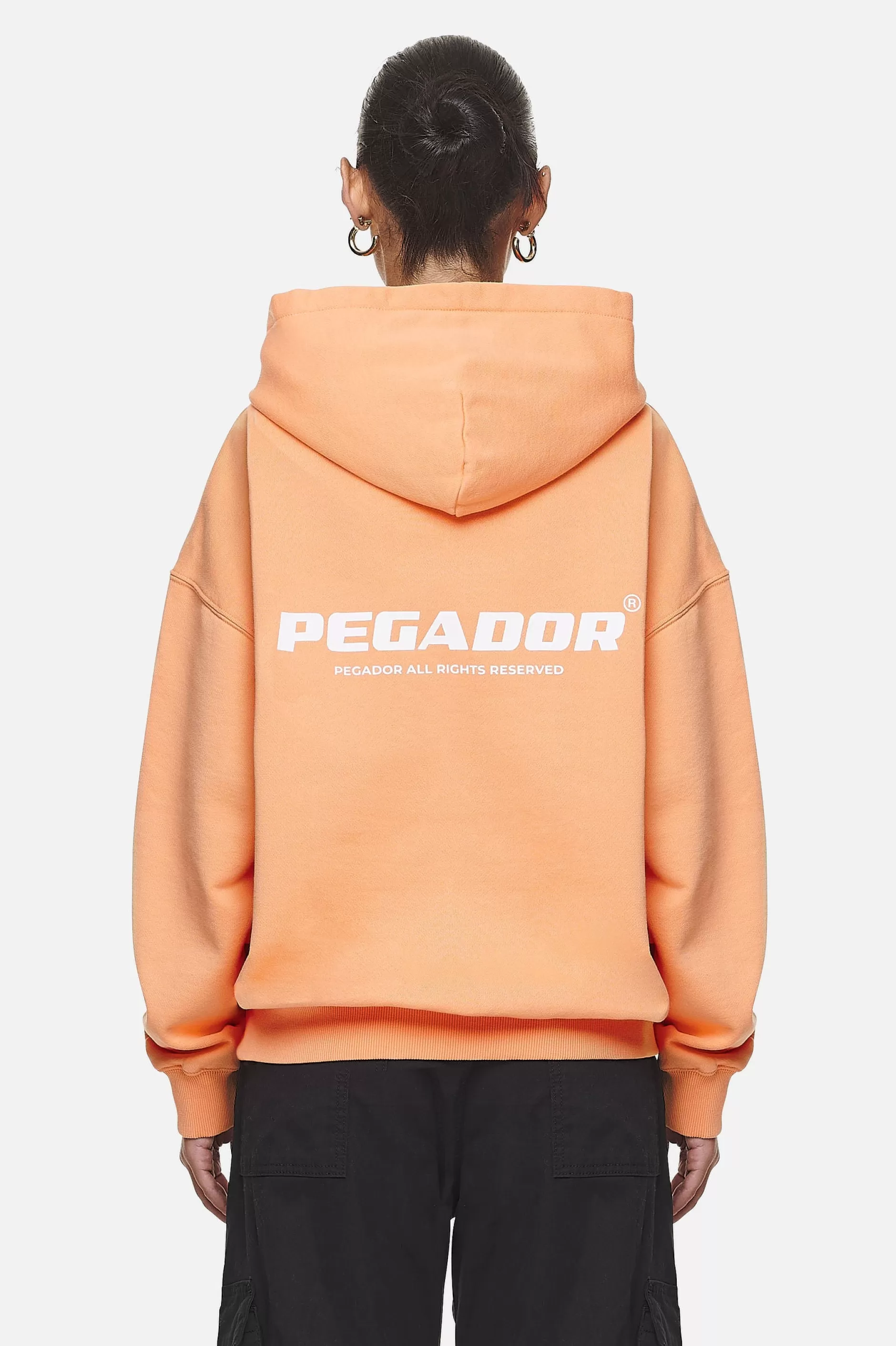 Clearance Pegador Atna Logo Oversized Hoodie  Washed Apricot White