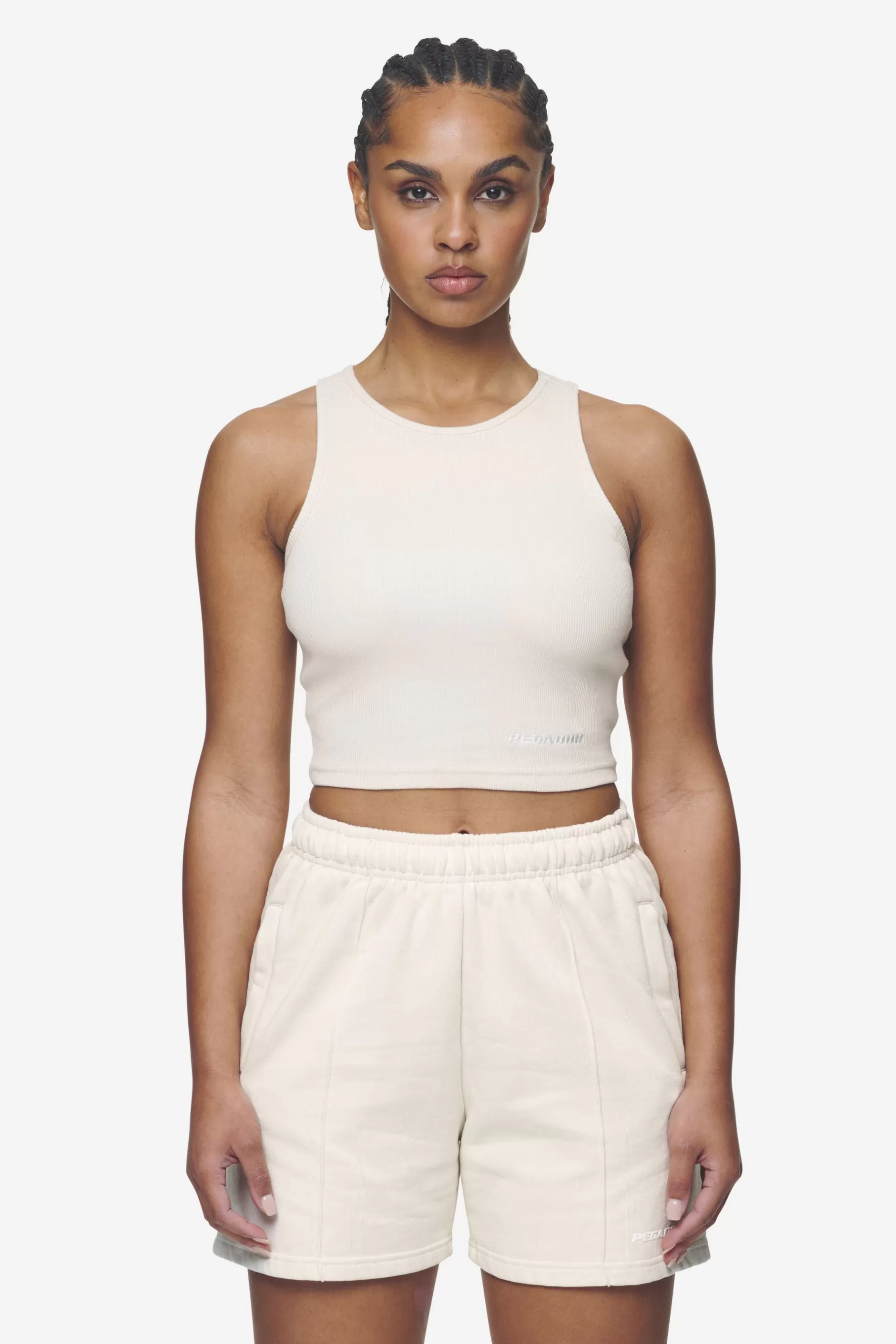 Cheap Pegador Ayla Crop Top White Washed coast sand