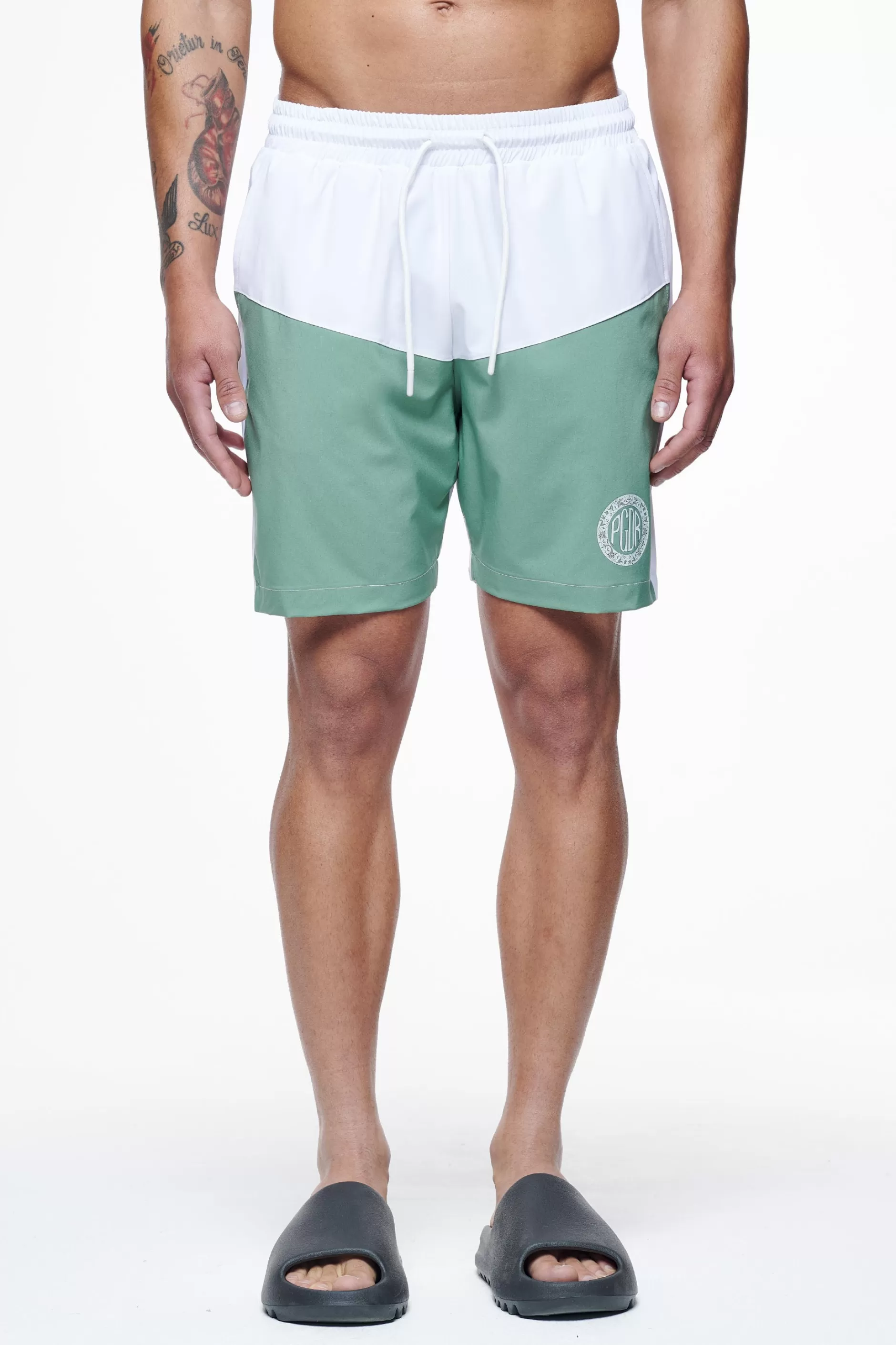 Discount Pegador Baker Swim Shorts White Cypress Green