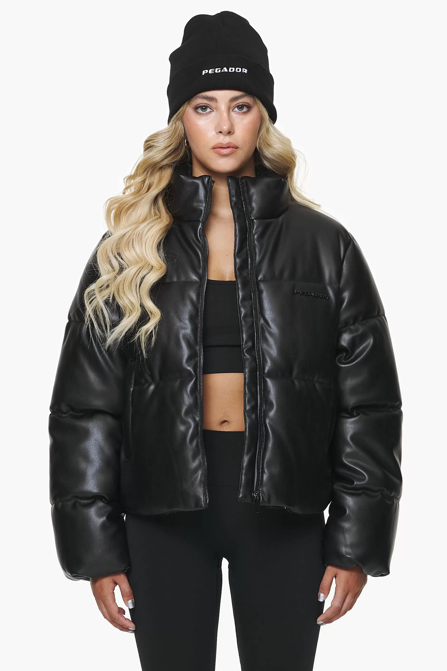 Discount Pegador Baker Vegan Leather Puffer Jacket Black