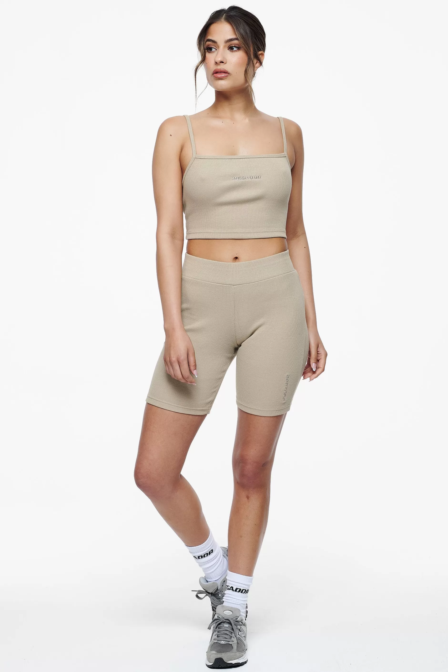 Fashion Pegador Barrie Rib Biker Shorts Vintage Washed Espresso