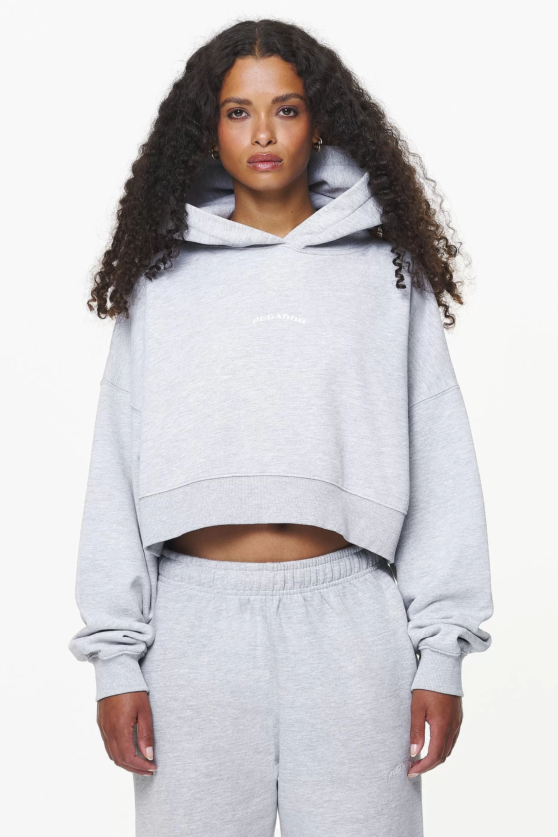 Flash Sale Pegador Chancery Oversized Cropped Hoodie Grey Melange