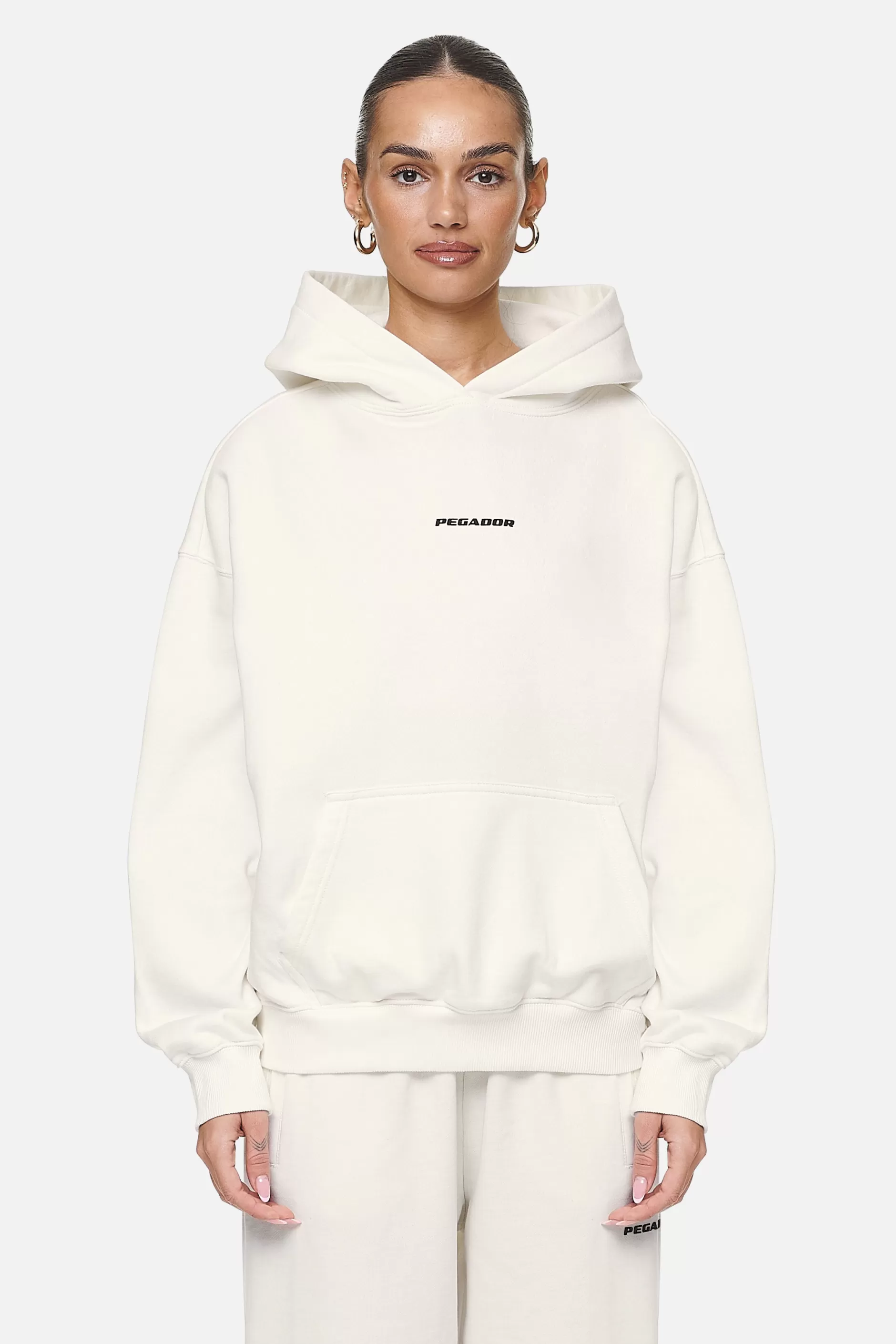 Best Pegador Clarita Logo Oversized Hoodie Washed Coconut Milk Black Gum