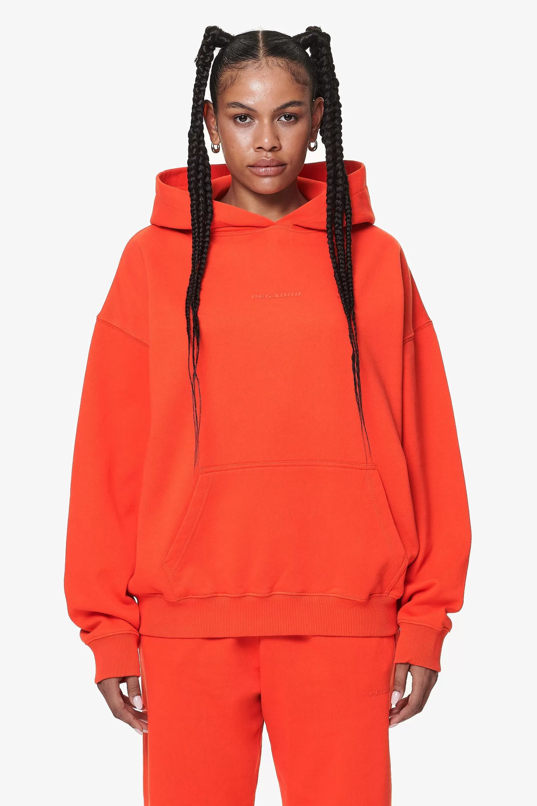 Best Sale Pegador Clarita Logo Oversized Hoodie Washed Signal Red Gum