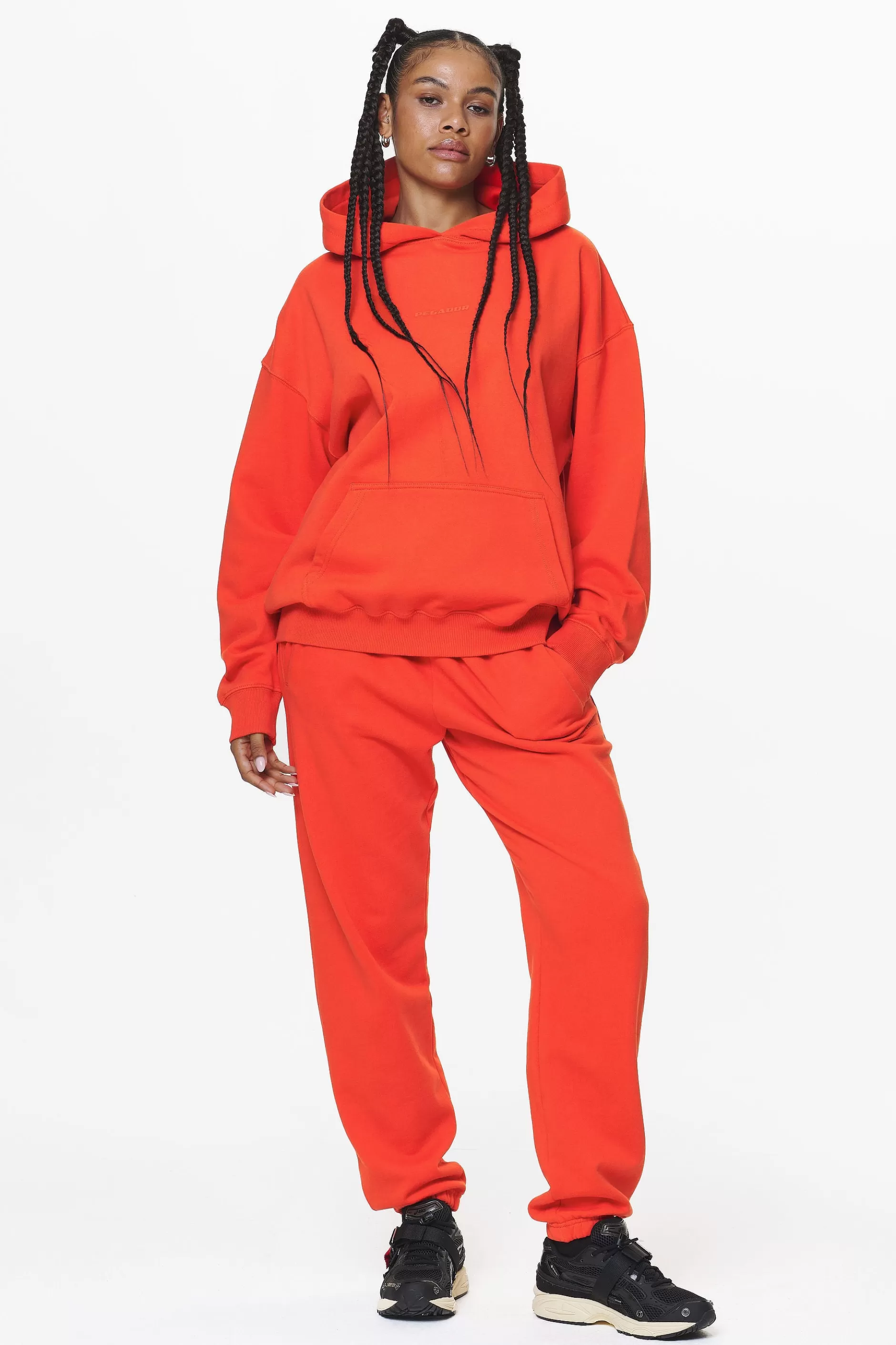 Best Sale Pegador Clarita Logo Oversized Hoodie Washed Signal Red Gum
