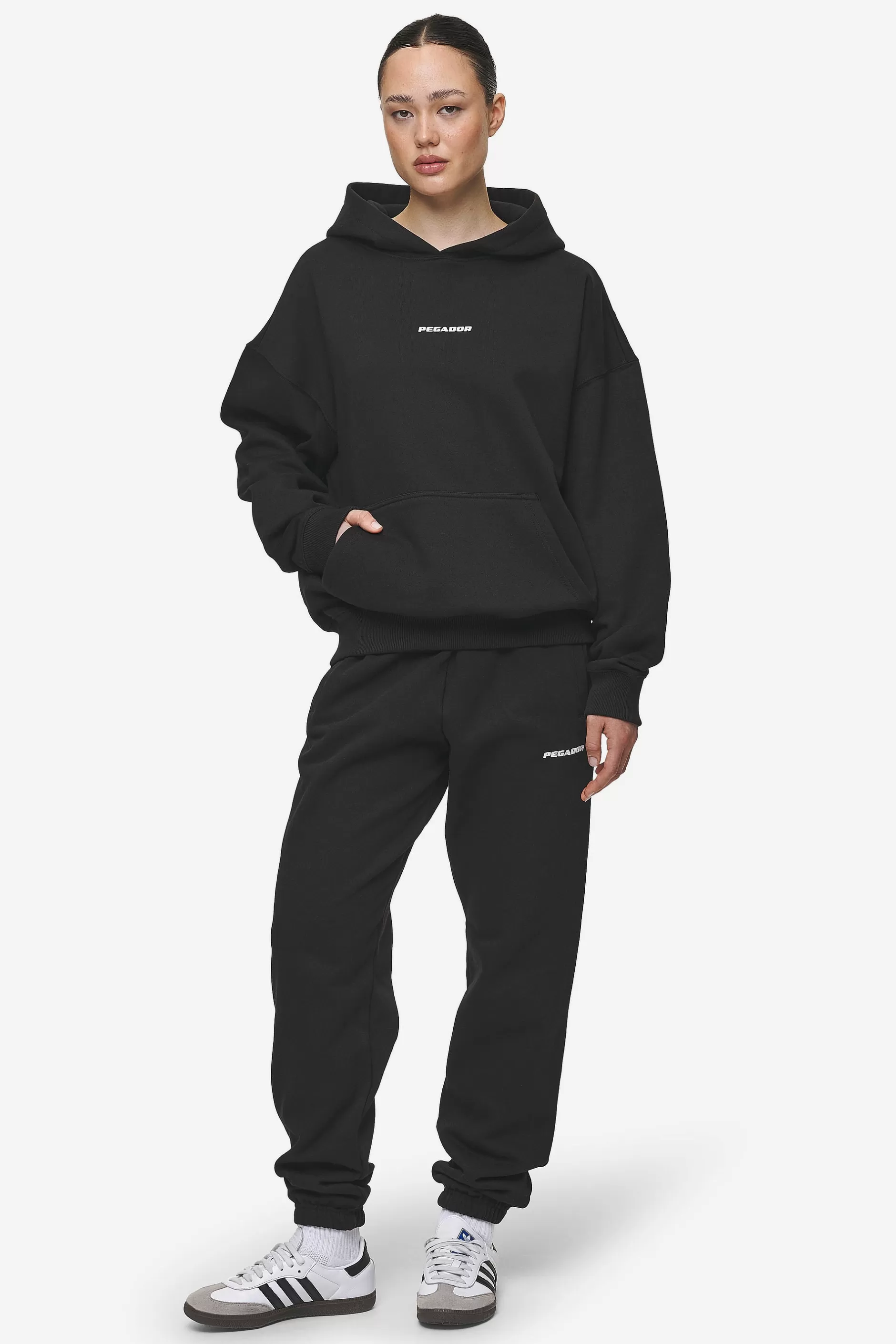 Fashion Pegador Clarita Logo Oversized Hoodie  Black White Gum