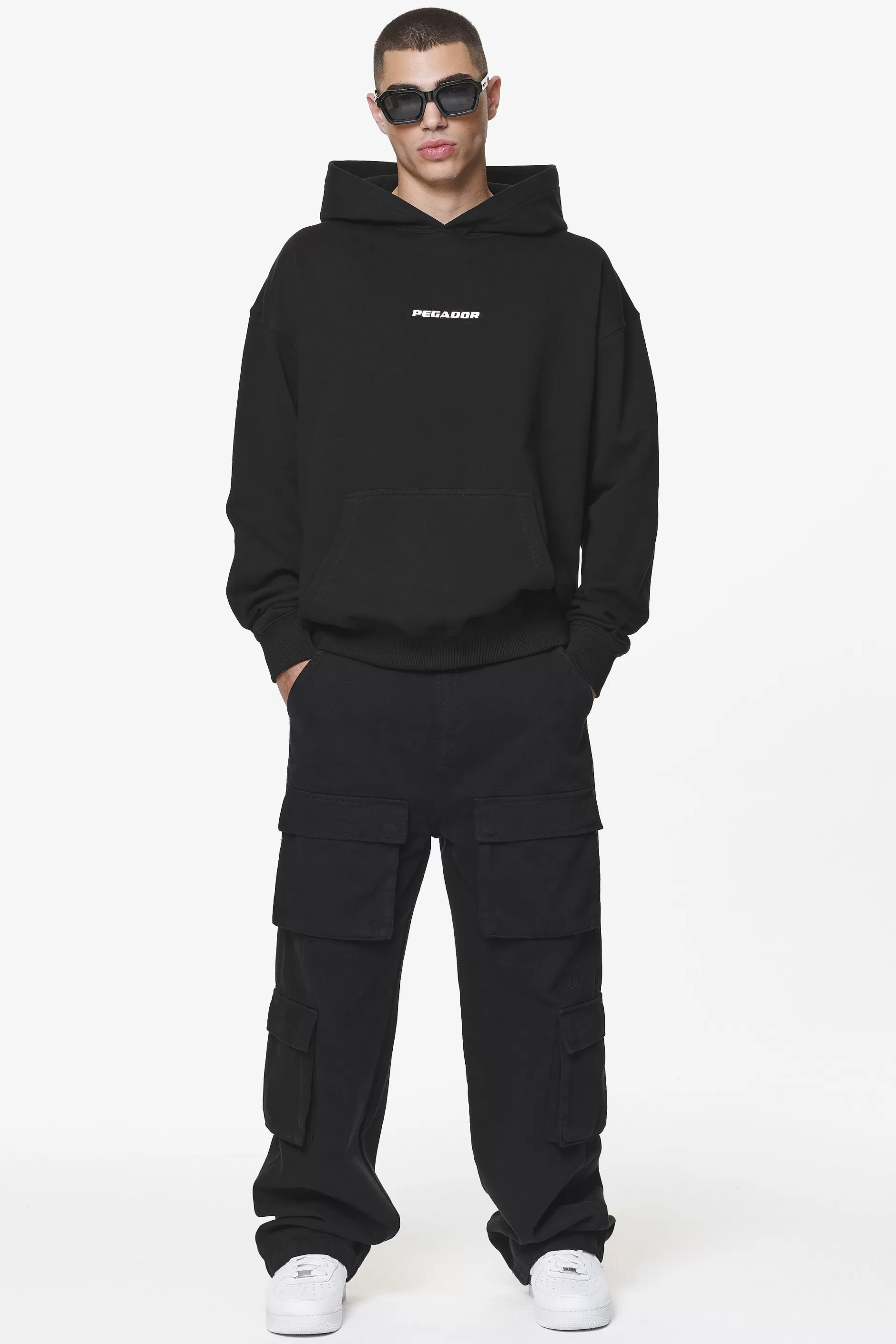 Clearance Pegador Colne Logo Oversized Hoodie Black