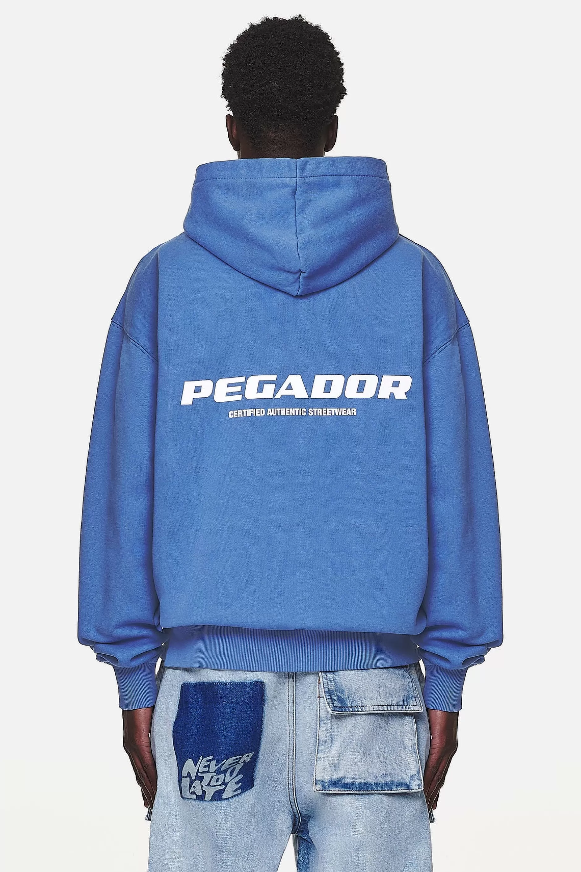 Online Pegador Colne Logo Oversized Hoodie Washed Retro Blue