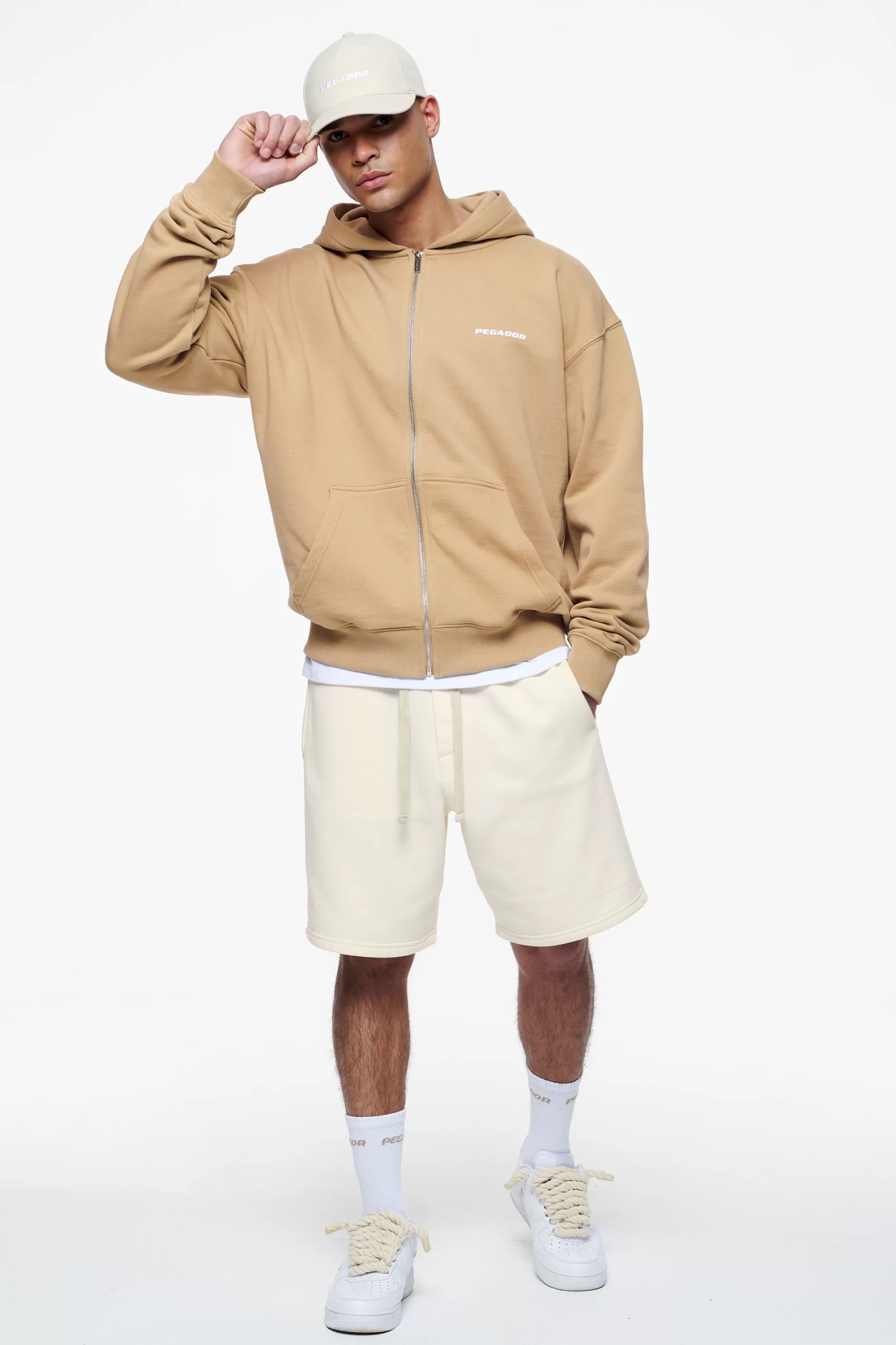Best Pegador Colne Logo Oversized Sweat Jacket Vintage Washed Espresso
