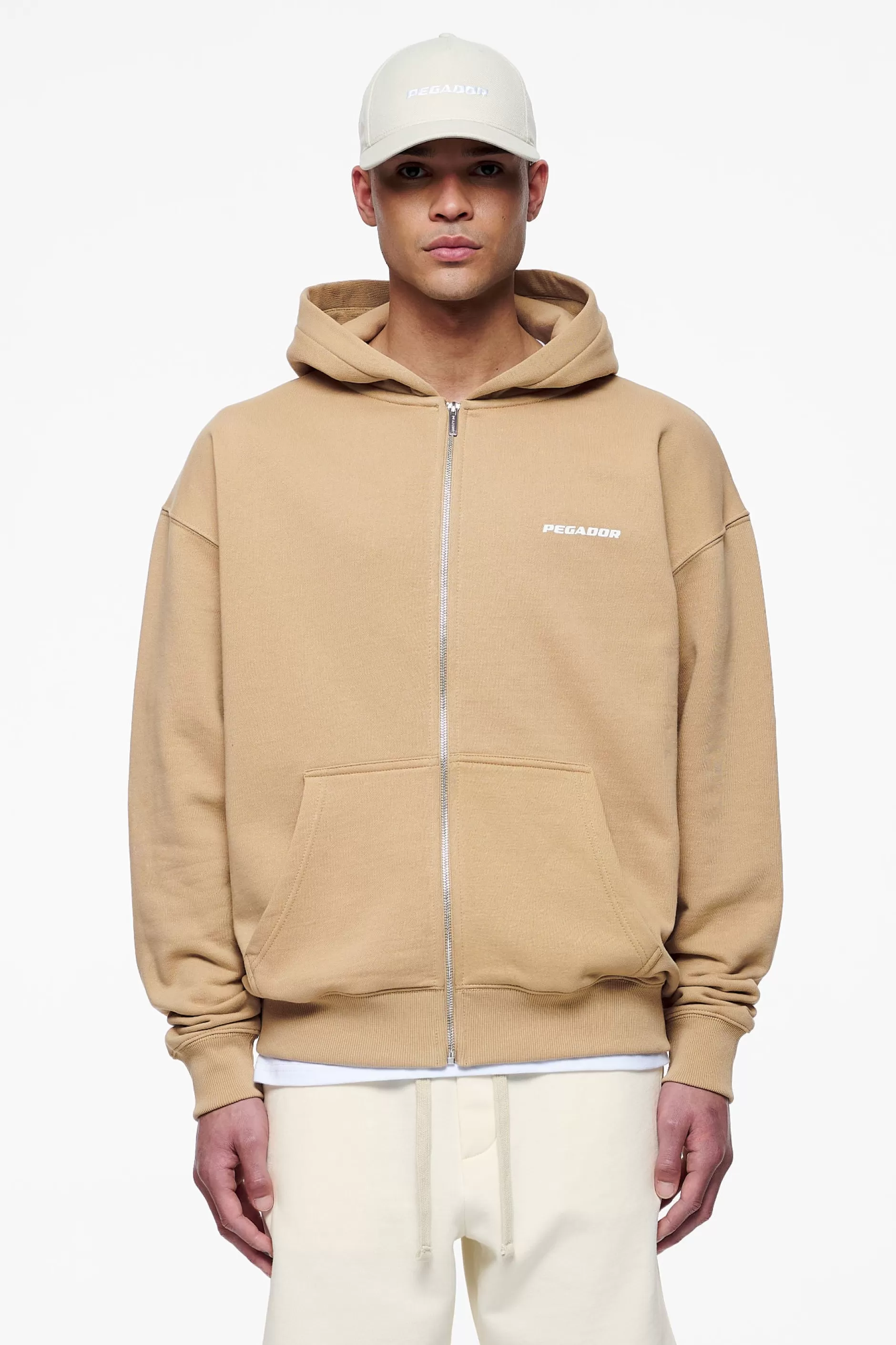Best Pegador Colne Logo Oversized Sweat Jacket Vintage Washed Espresso