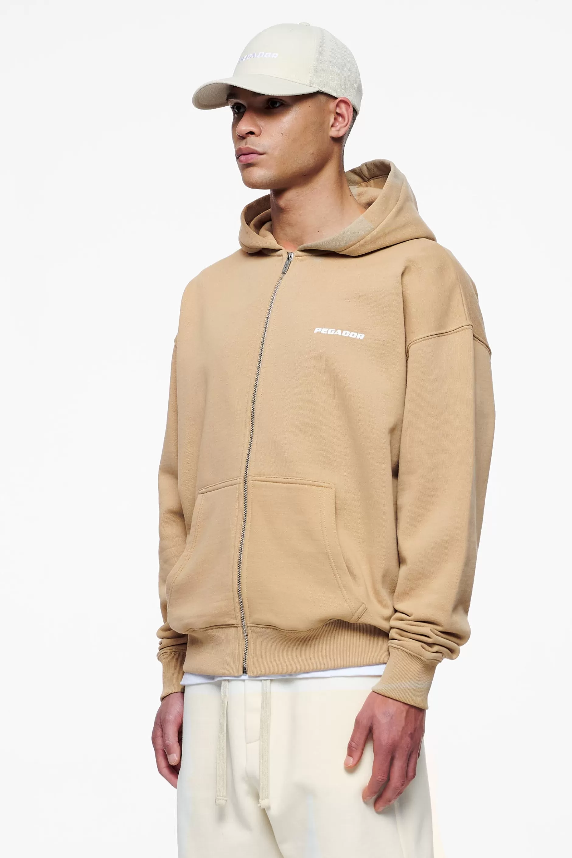 Best Pegador Colne Logo Oversized Sweat Jacket Vintage Washed Espresso