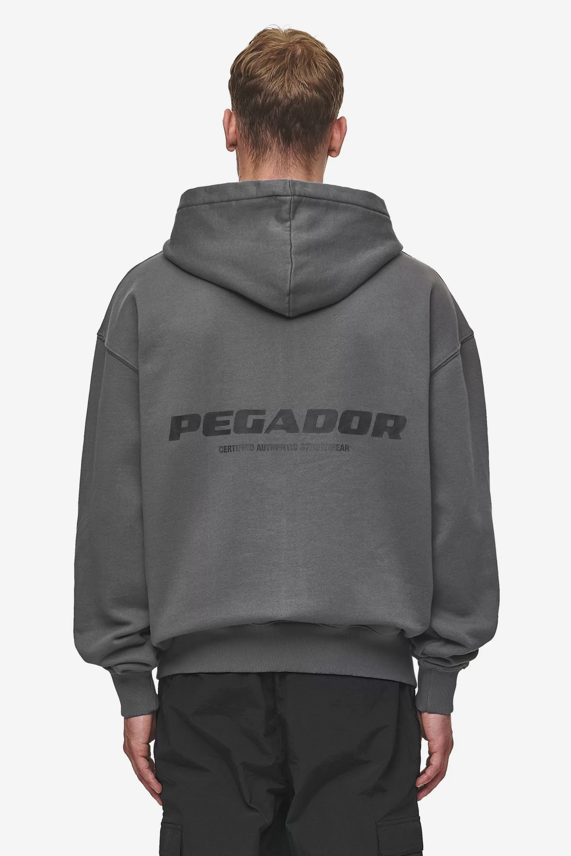 Best Pegador Colne Logo Oversized Sweat Jacket Washed Anthracite Black