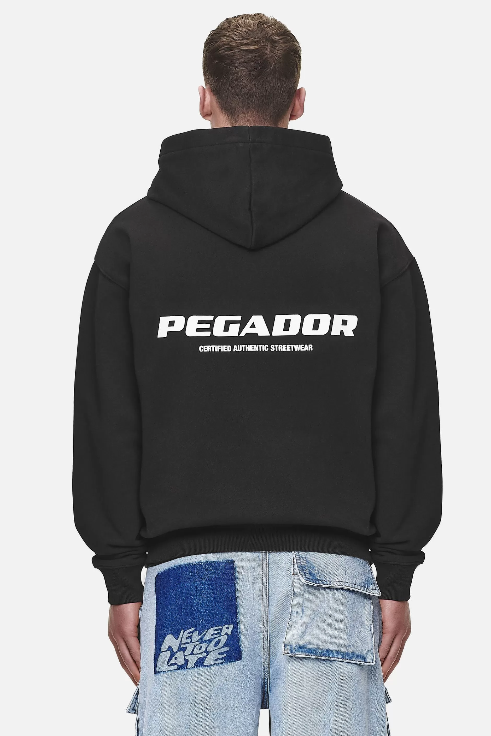 Fashion Pegador Colne Logo Oversized Sweat Jacket Washed Black