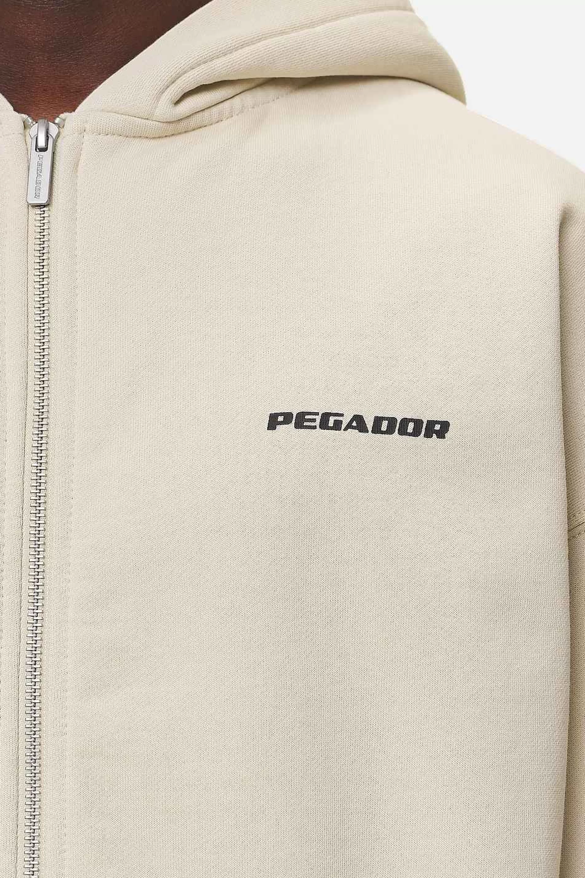 Best Sale Pegador Colne Logo Oversized Sweat Jacket Washed Desert Sand