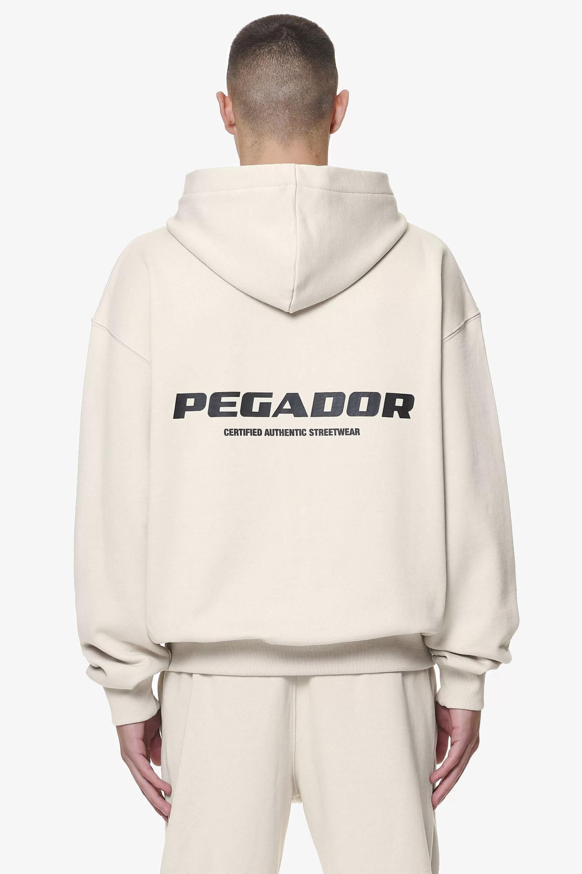 Store Pegador Colne Logo Oversized Sweat Jacket Washed Dust Cream