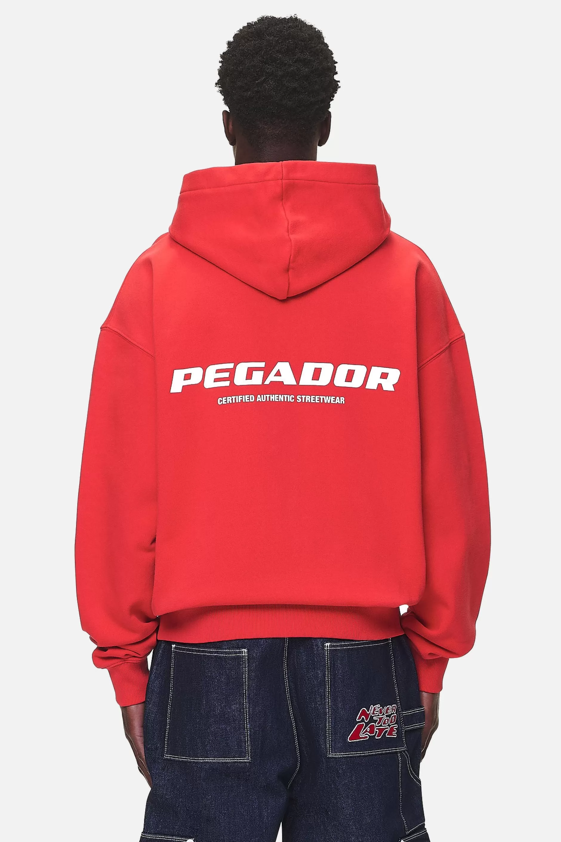 Hot Pegador Colne Logo Oversized Sweat Jacket Washed Red