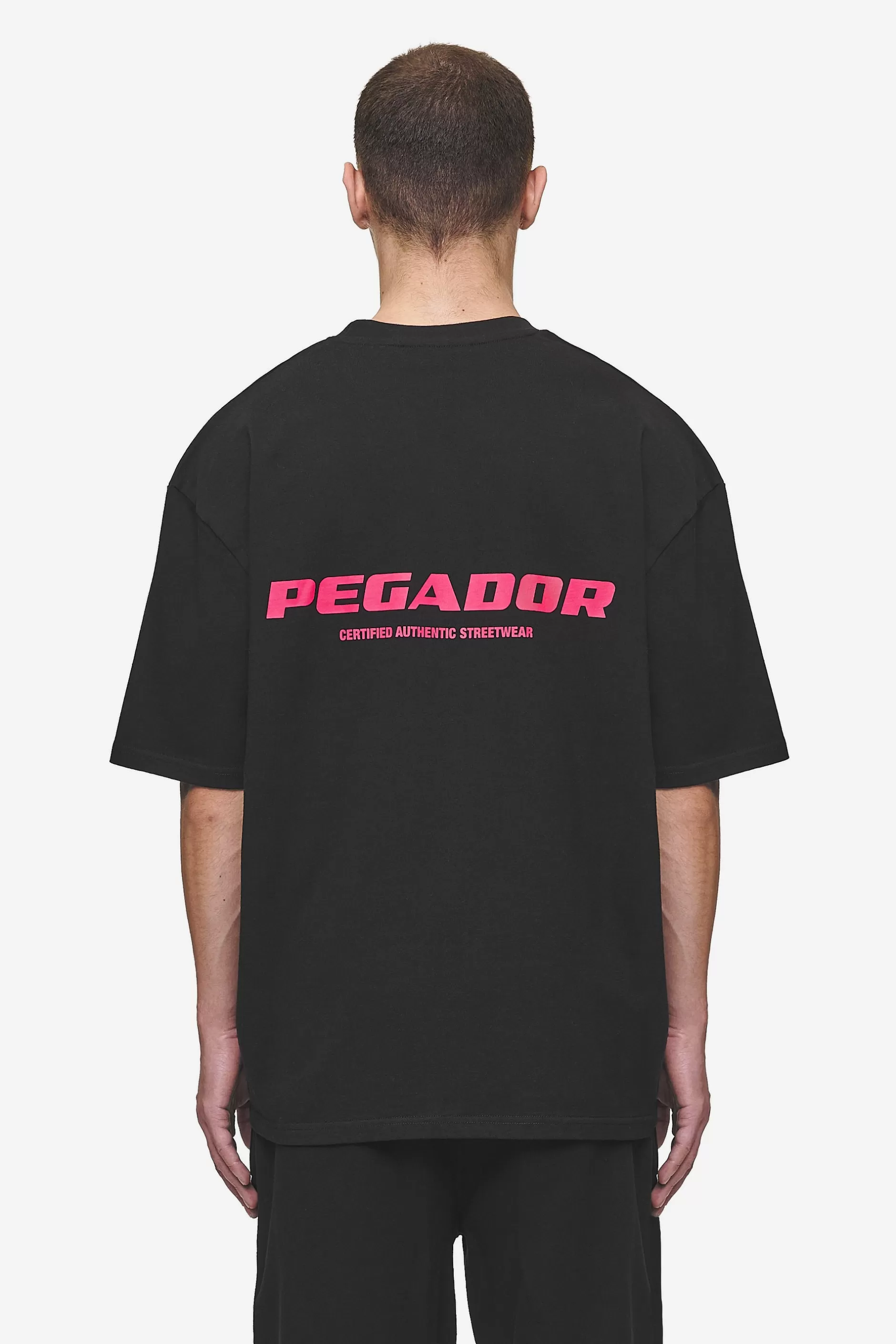 Best Pegador Colne Logo Oversized Tee Washed Black Virtual Pink