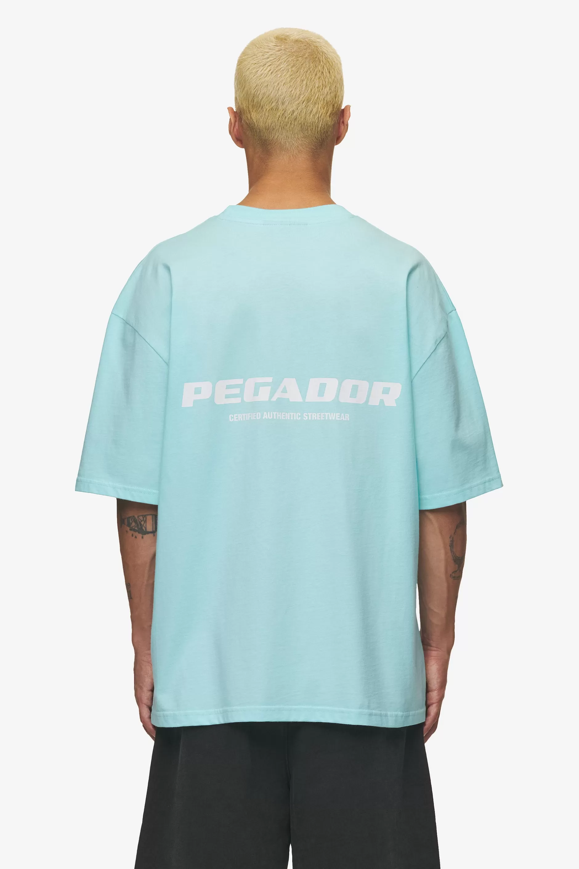 Best Pegador Colne Logo Oversized Tee White Washed sky blue