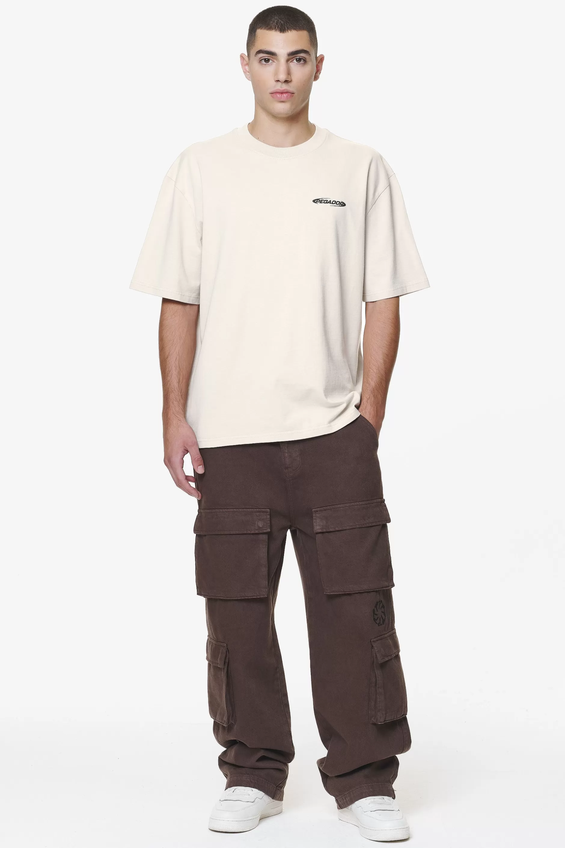 Fashion Pegador Crail Oversized Tee Washed Dust Cream