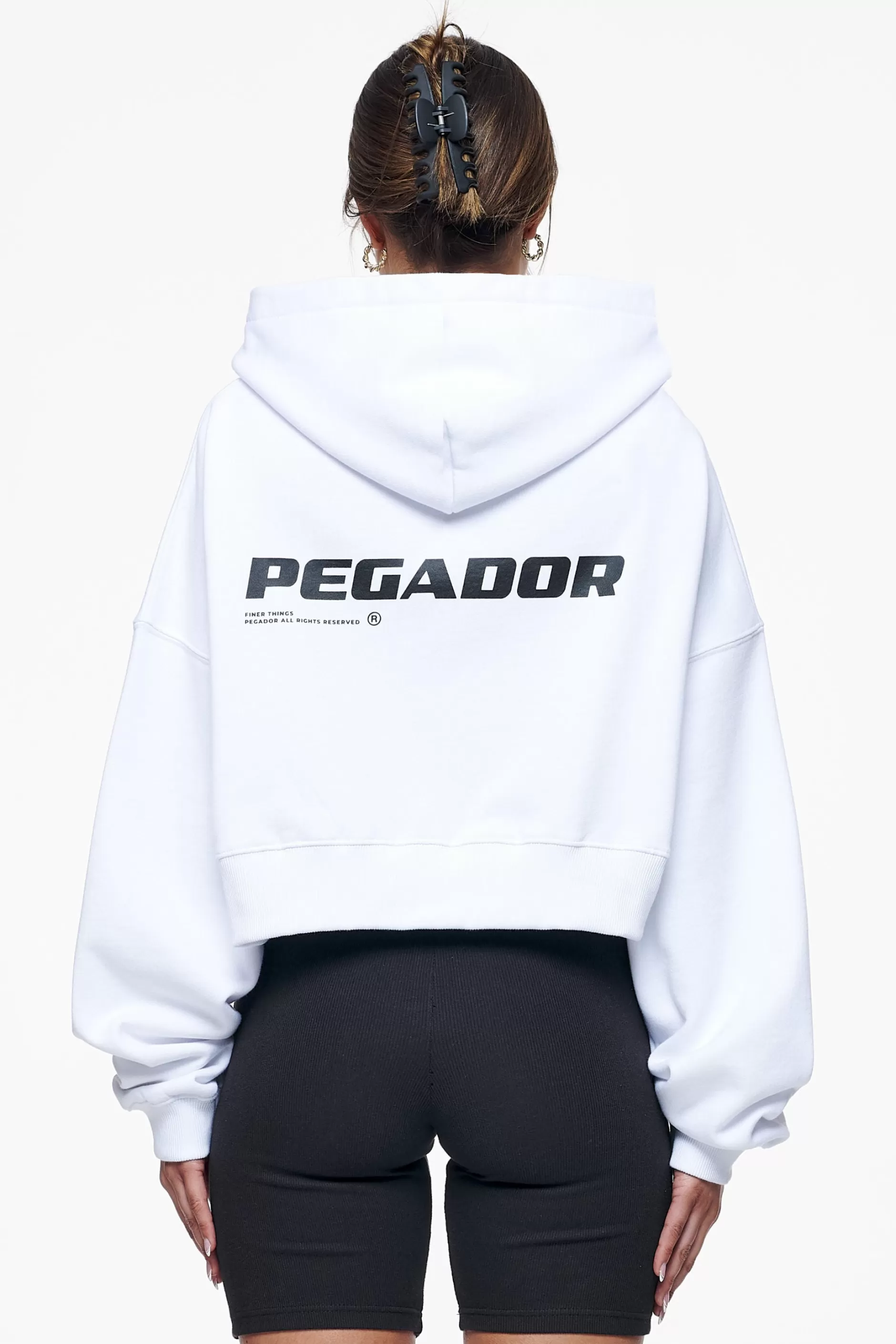 Outlet Pegador Culla Logo Oversized Cropped Hoodie White