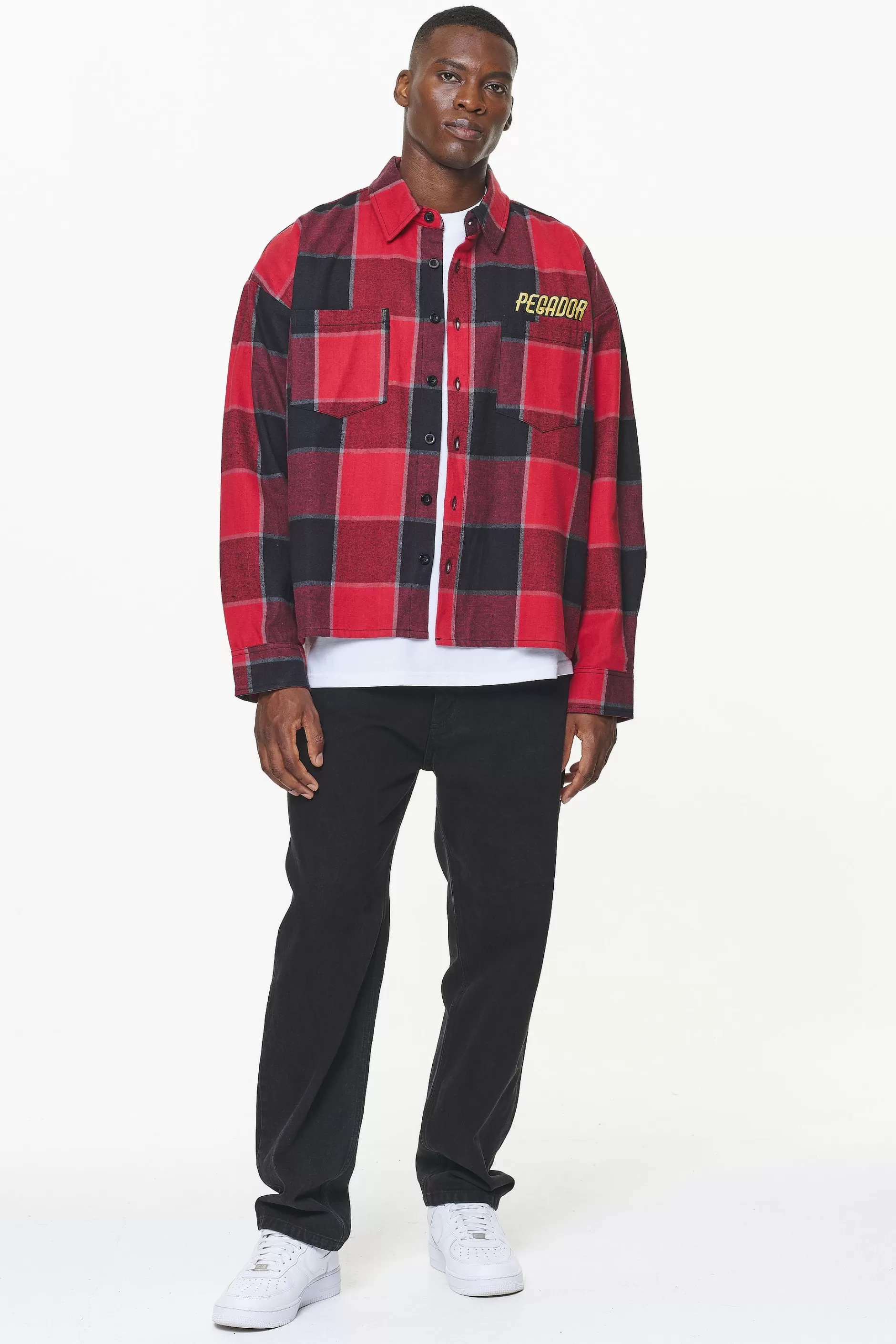 Hot Pegador Eastfield Flannel Shirt Washed Royal Red Onyx Black