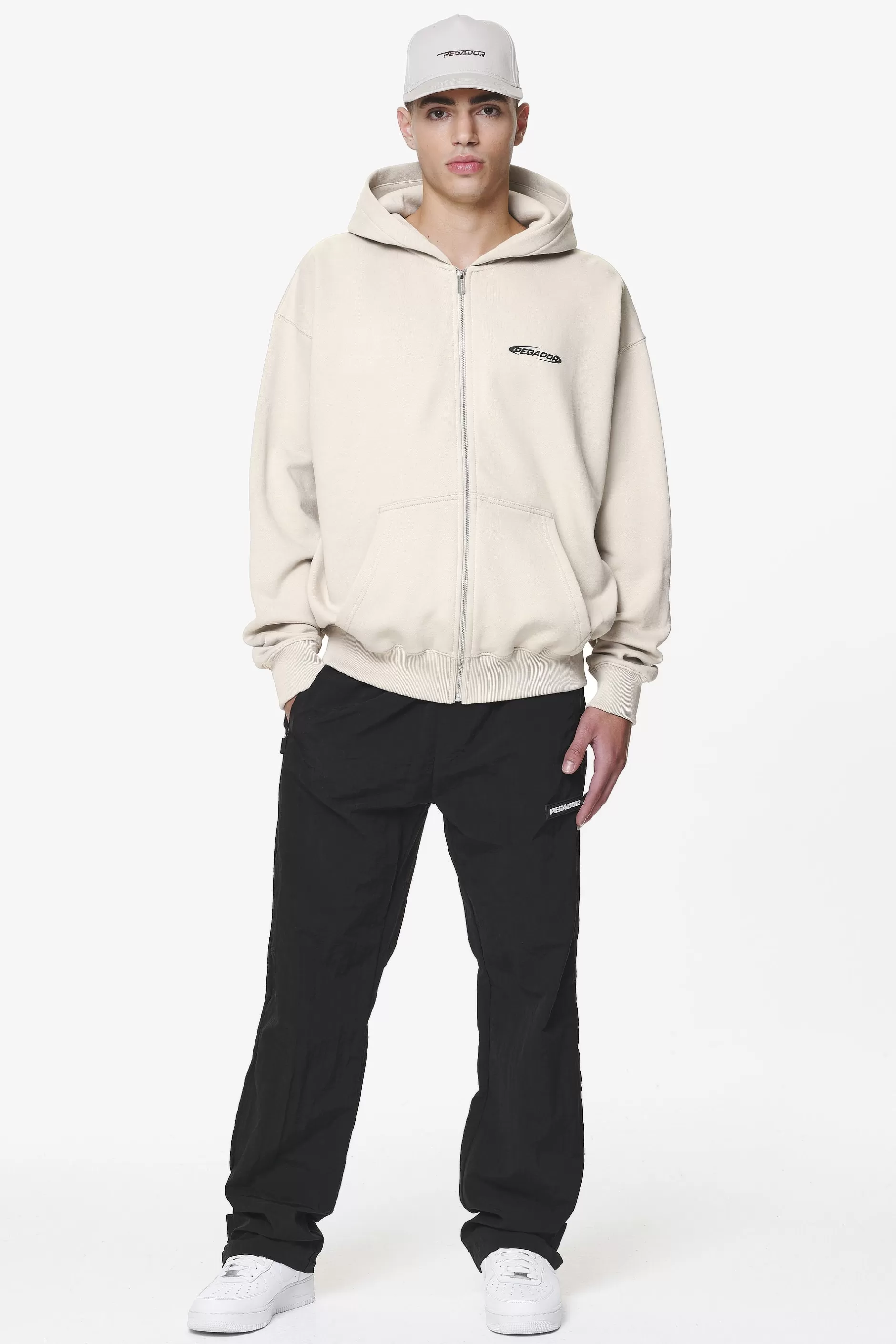 Clearance Pegador Furber Oversized Sweat Jacket Washed Dust Cream