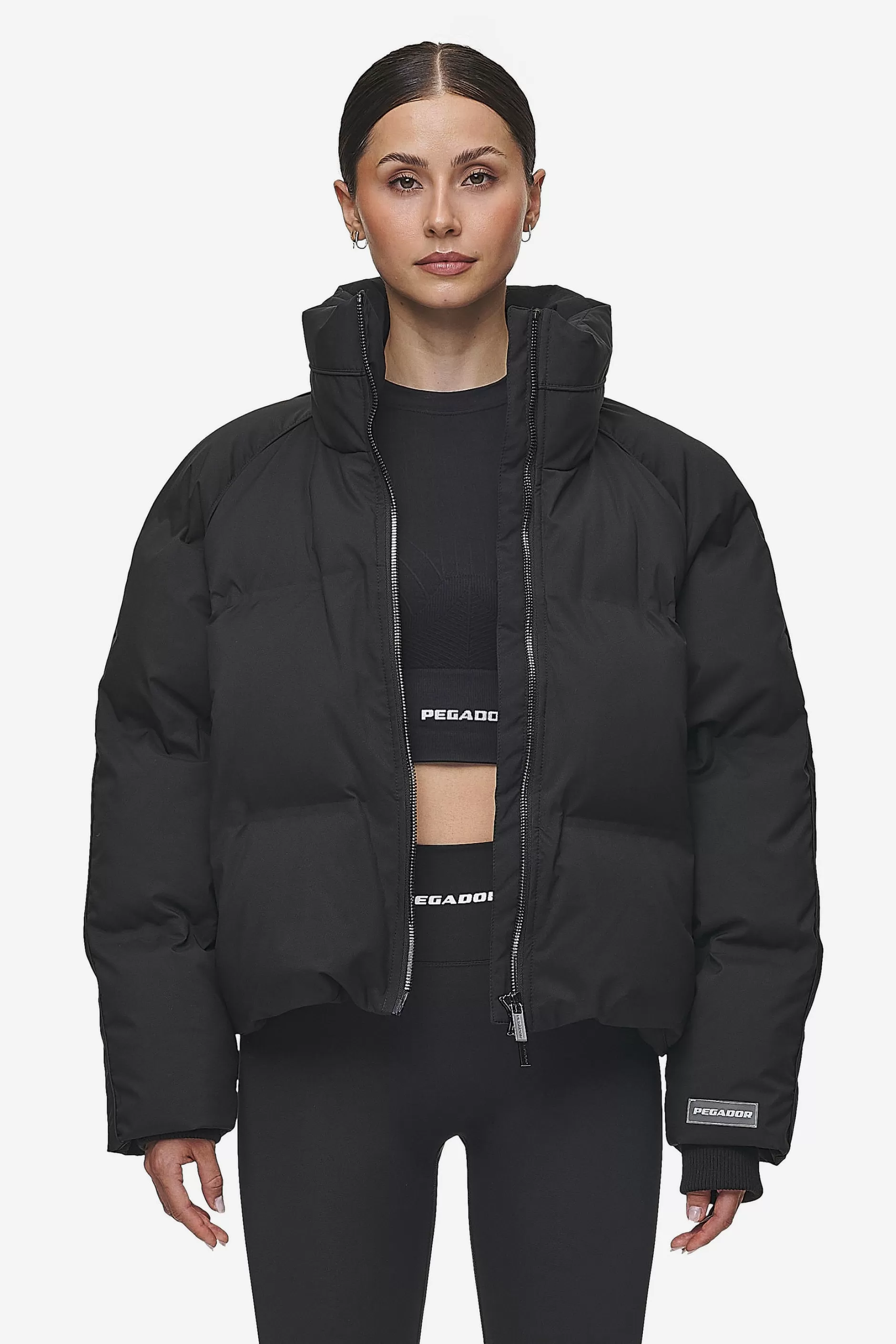 Shop Pegador Henra Oversized Raglan Puffer Jacket Black