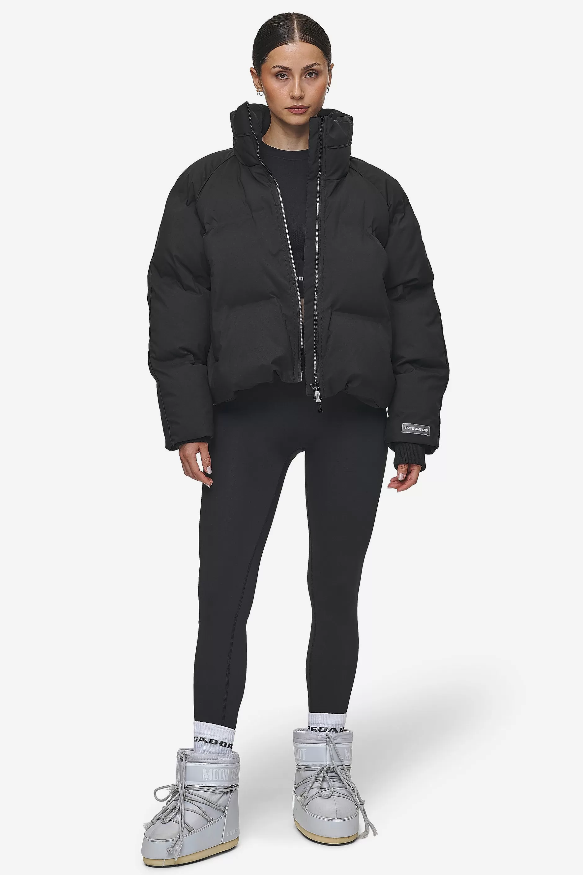 Shop Pegador Henra Oversized Raglan Puffer Jacket Black