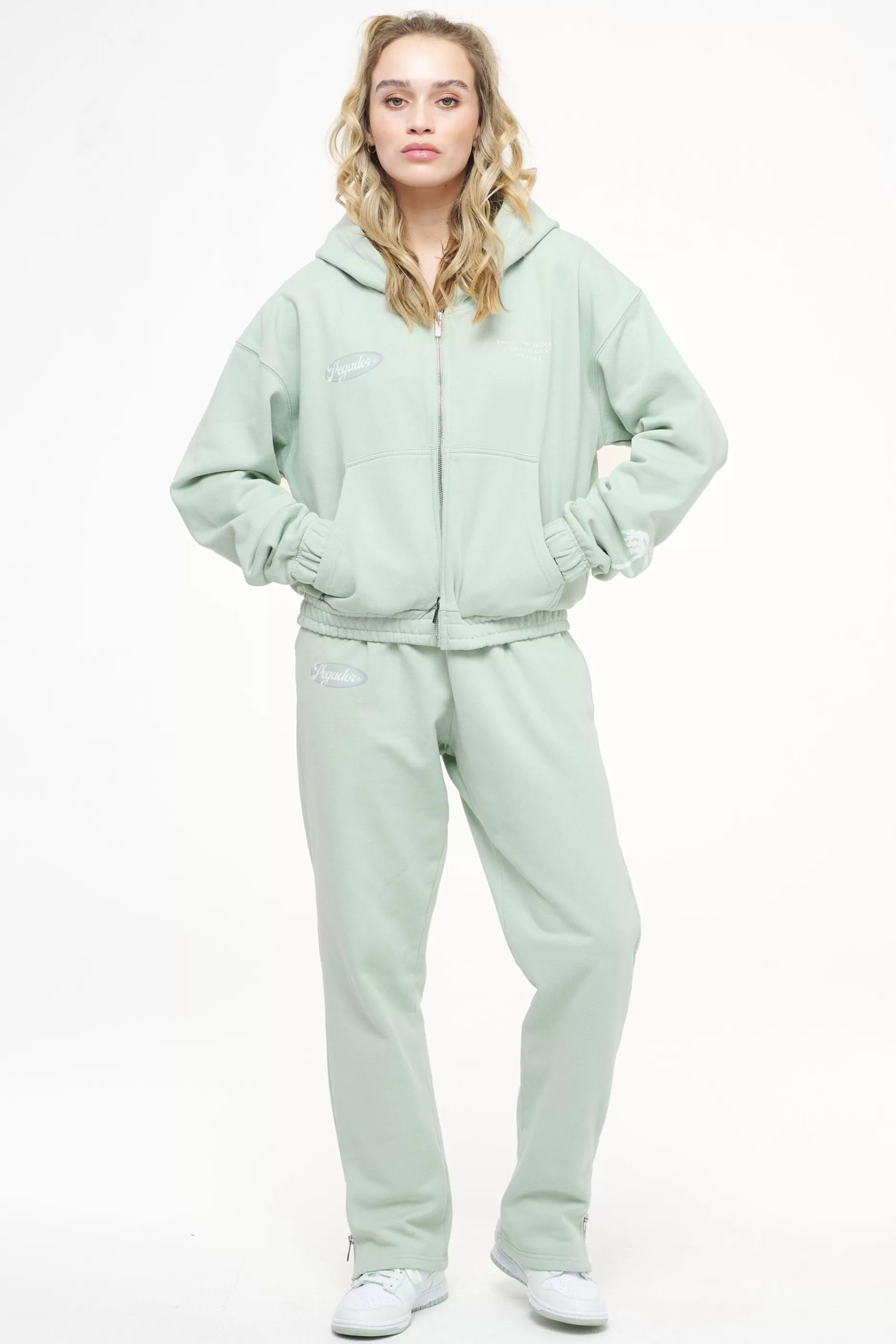 Cheap Pegador Hills Cropped Zip Hoodie Vintage Washed Milky Green