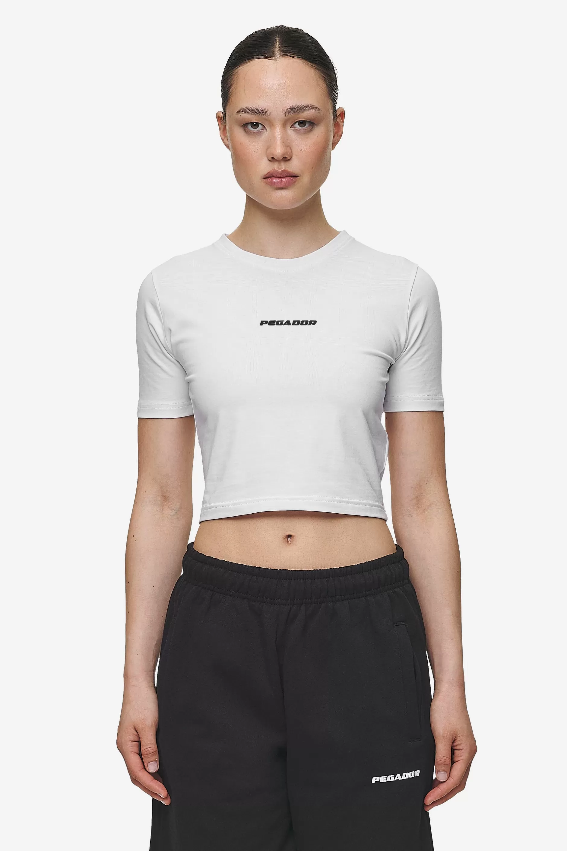 Hot Pegador Ines Cropped Baby Tee White Black Gum