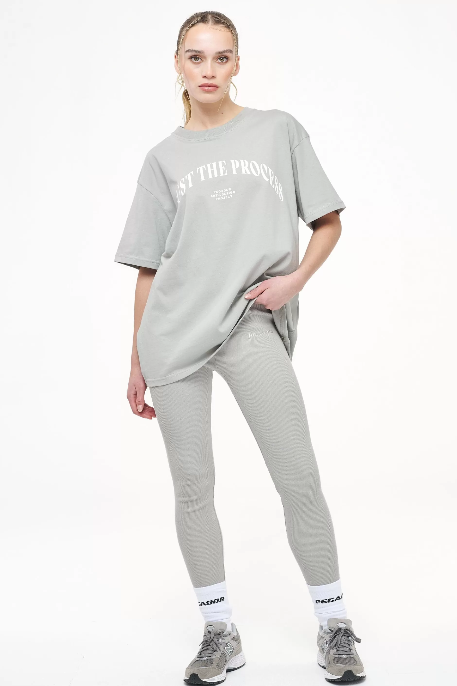 Clearance Pegador Jill Rib Leggings Vintage Washed Quiet Gray