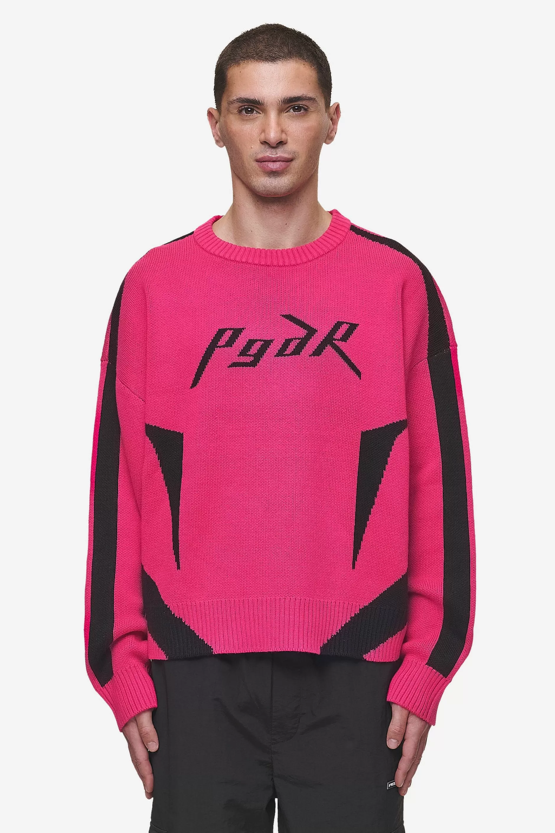 Best Pegador Kazan Boxy Knit Sweater Virtual Pink Black