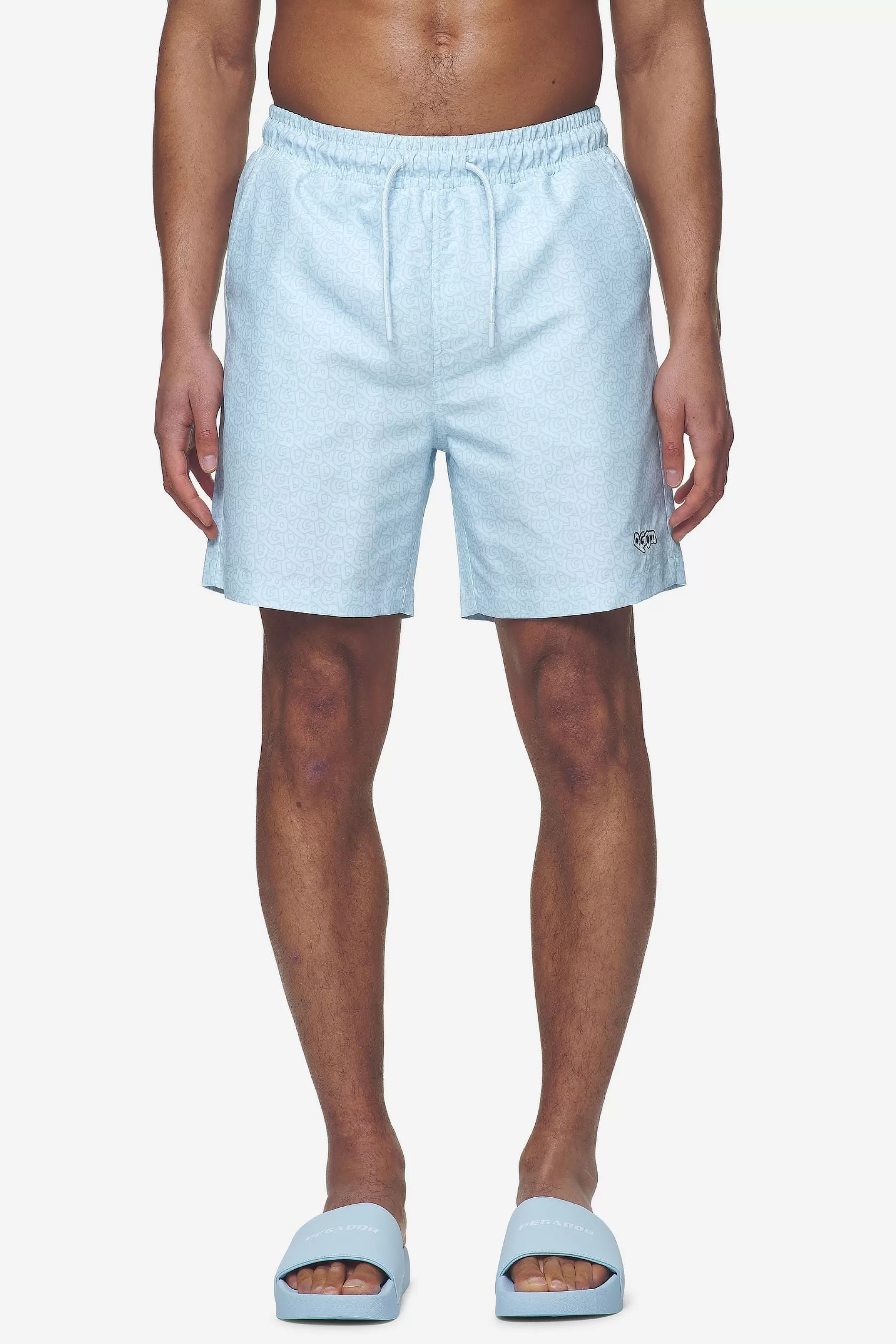 Online Pegador Kempton Monogram Swim Shorts Baby Blue