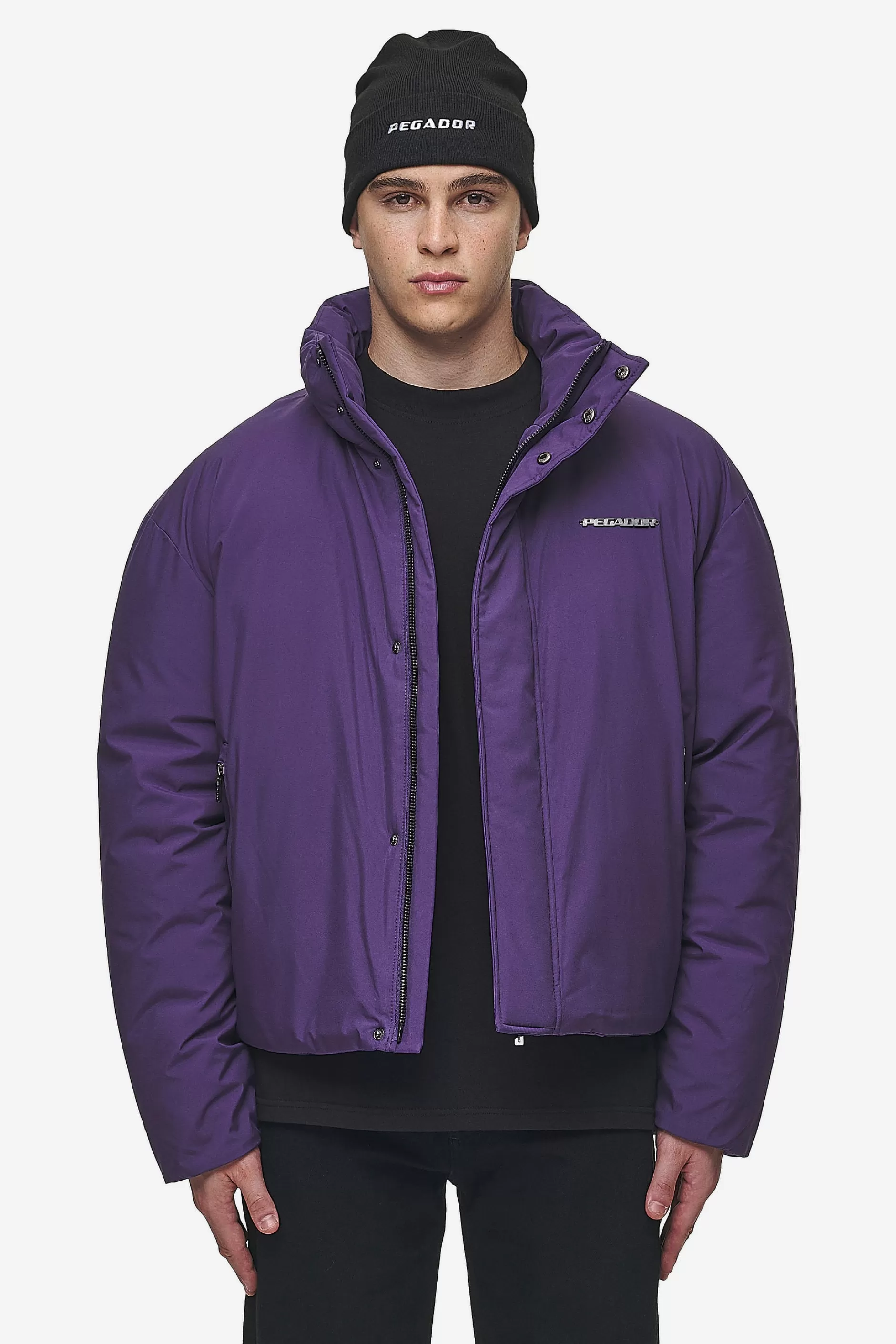 Best Pegador Lavoy Cropped Boxy Puffer Jacket Deep Purple