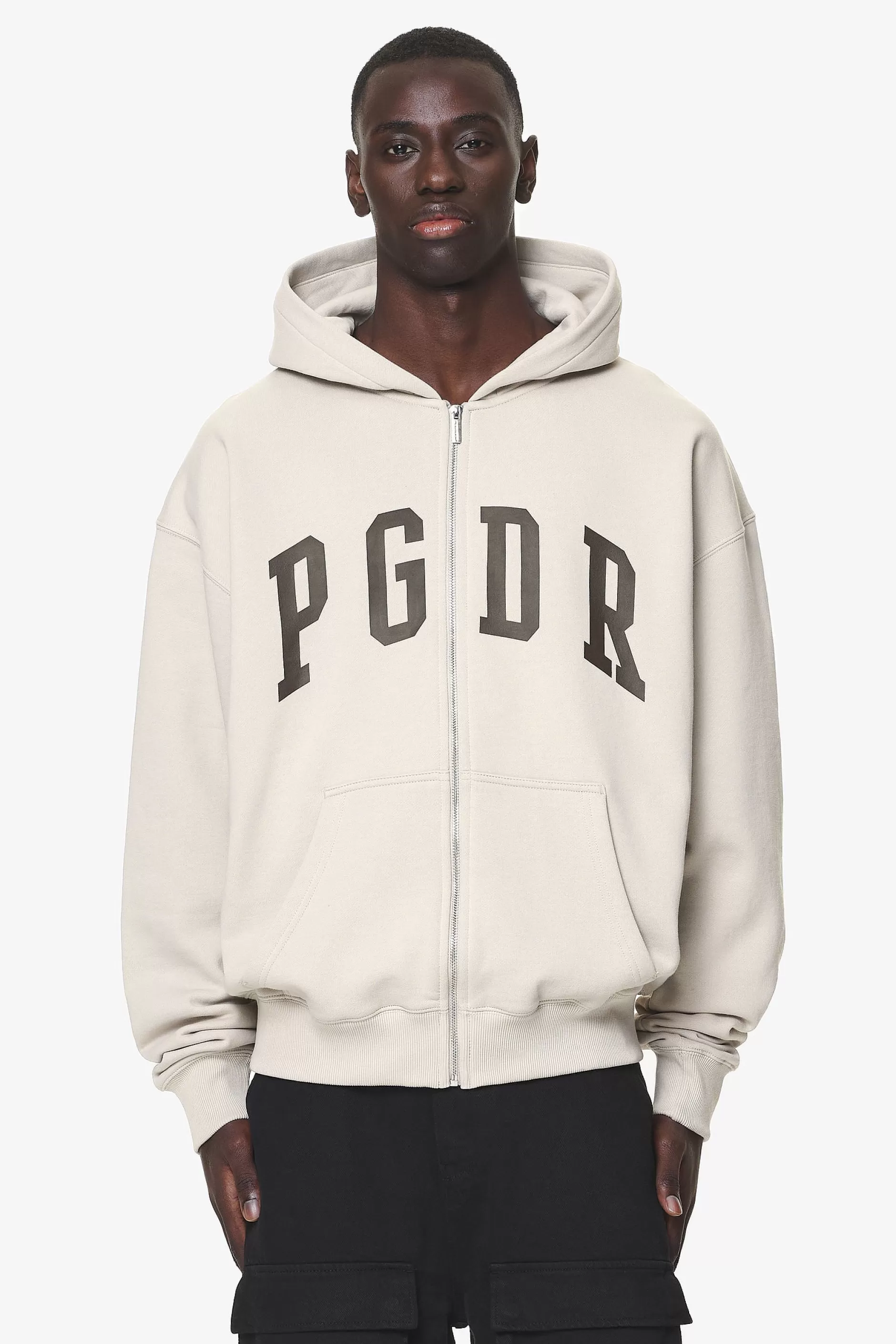 Shop Pegador Layton Oversized Sweat Jacket Washed Dust Cream