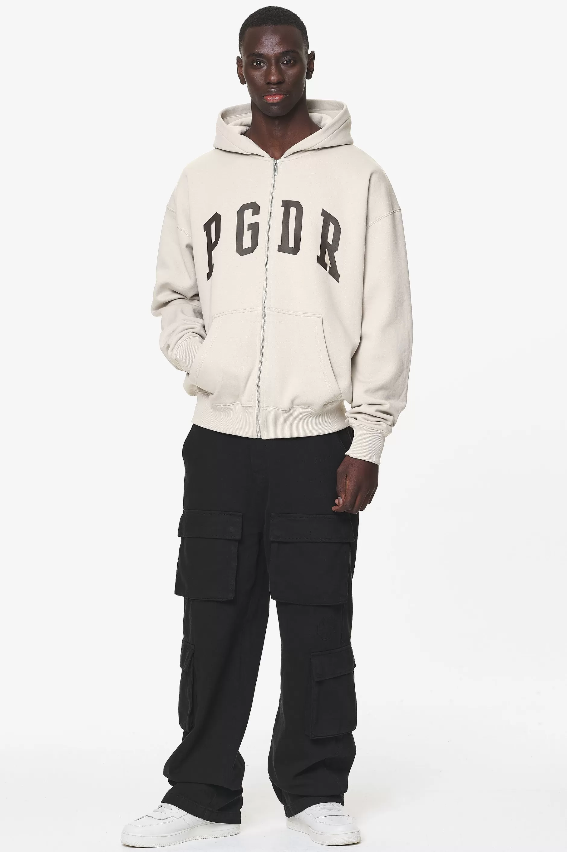 Shop Pegador Layton Oversized Sweat Jacket Washed Dust Cream