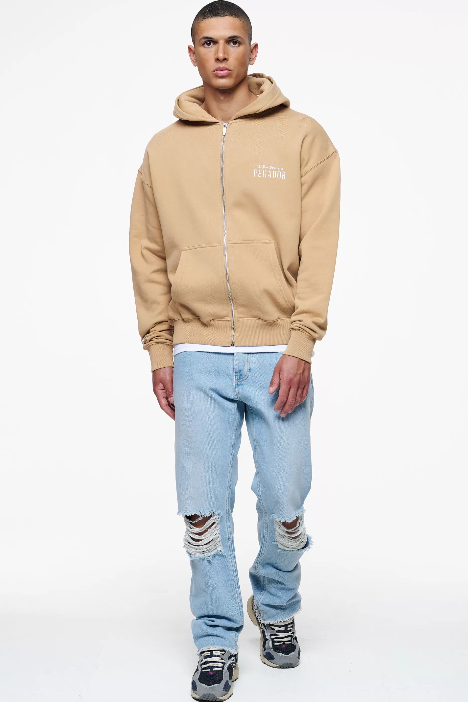 Outlet Pegador Leander Oversized Sweat Jacket Vintage Washed Espresso