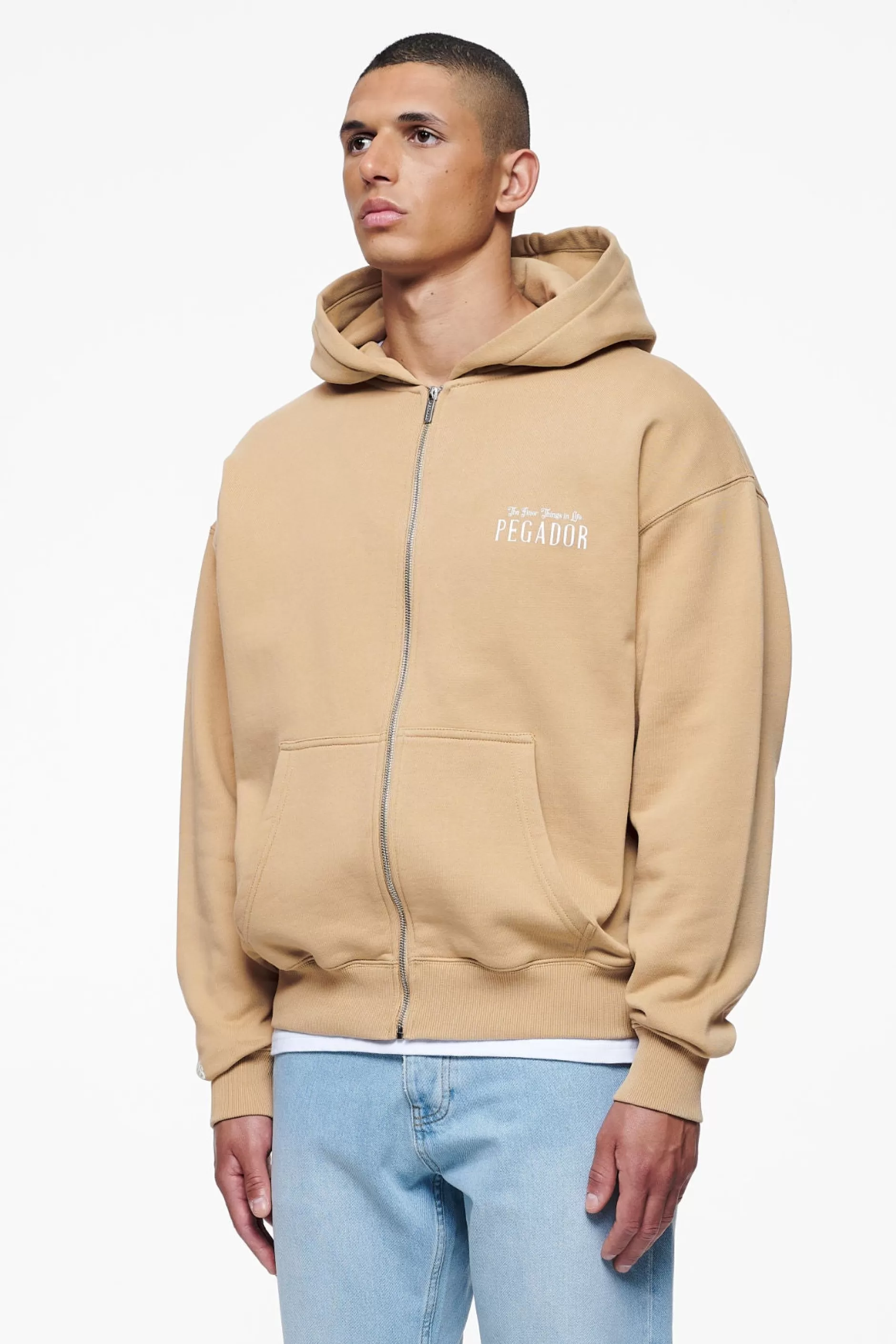 Outlet Pegador Leander Oversized Sweat Jacket Vintage Washed Espresso