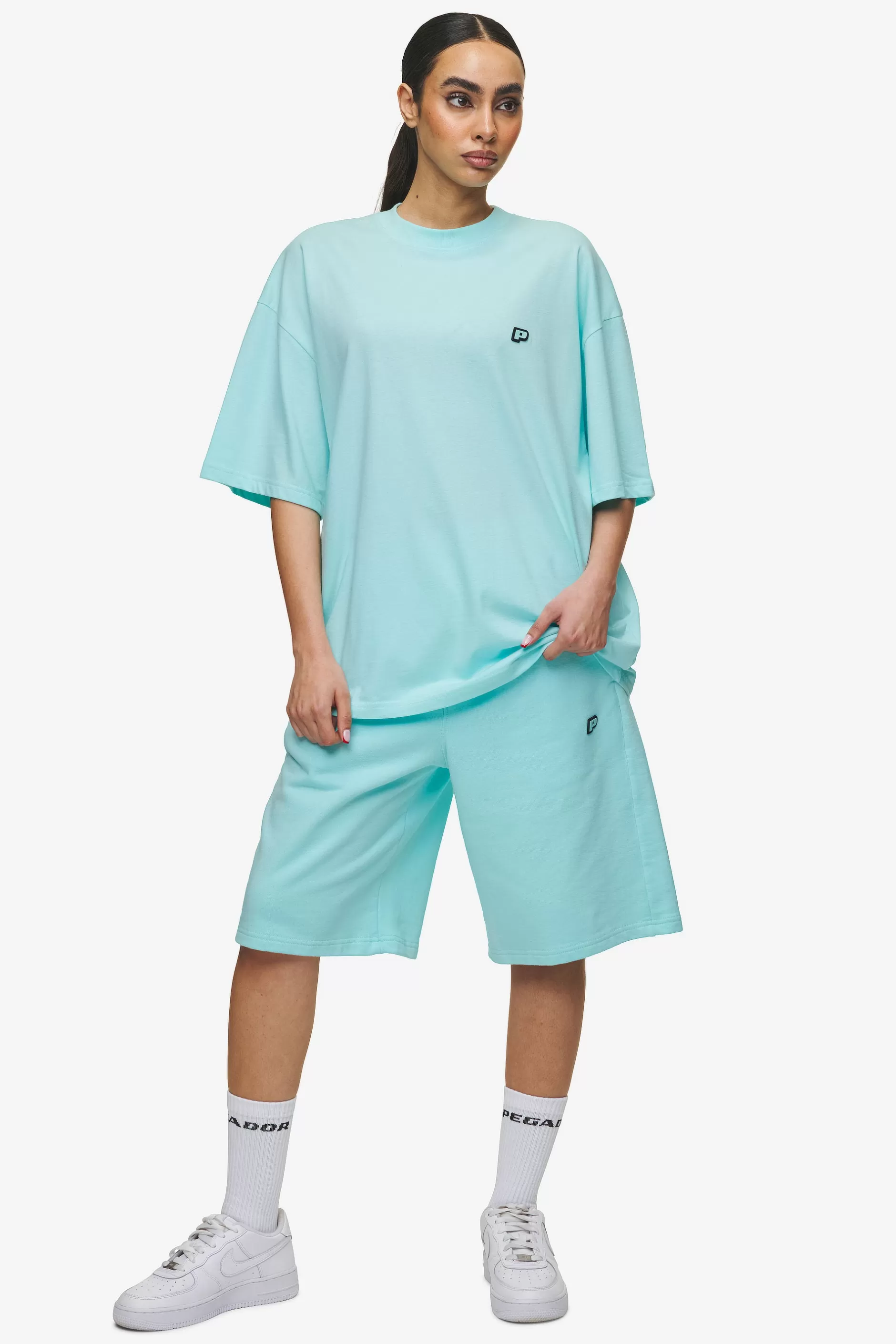Cheap Pegador Leono Overknee Heavy Sweat Shorts Gum Washed sky blue
