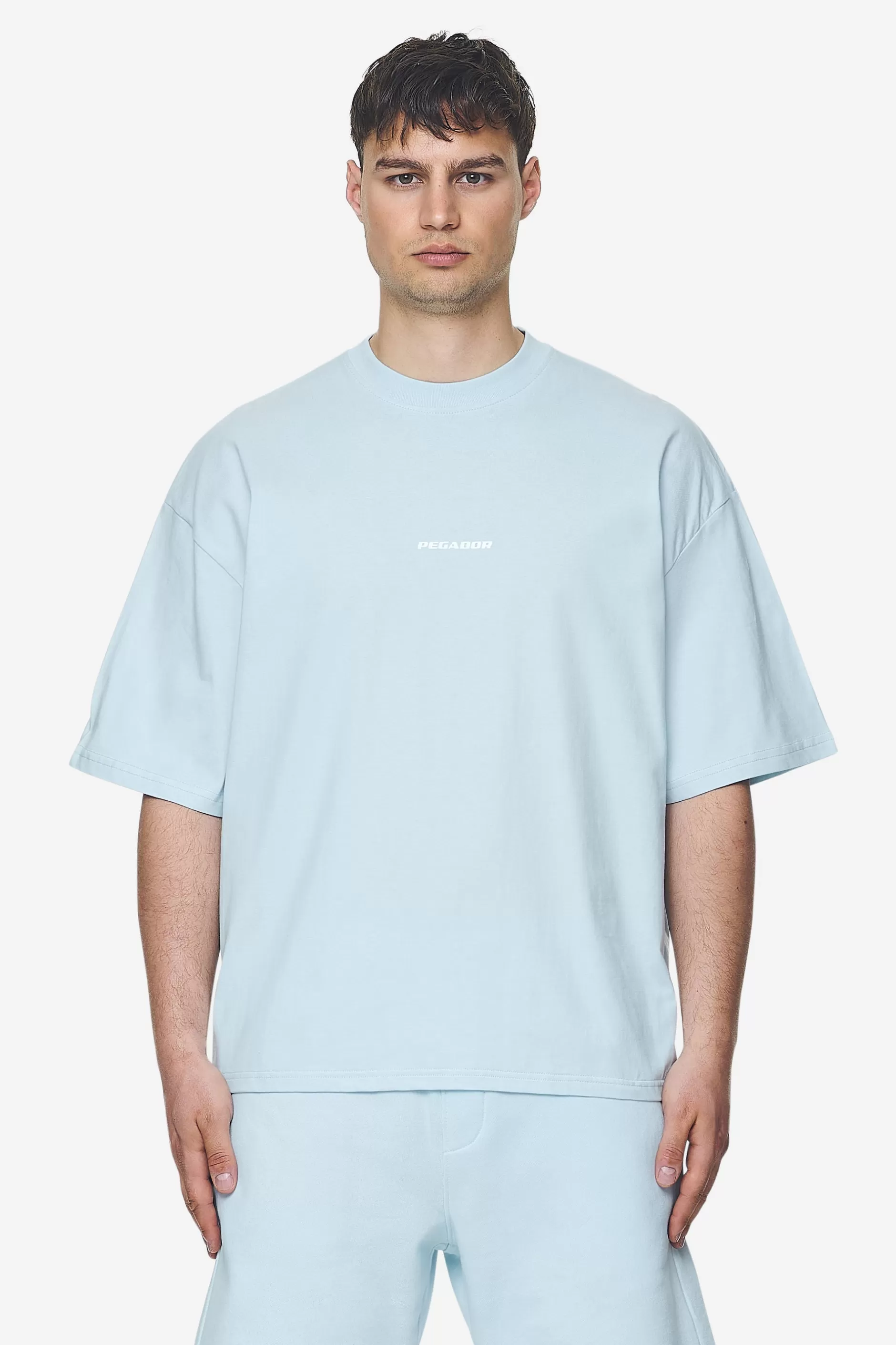 New Pegador Logo Boxy Tee White Gum Washed baby blue