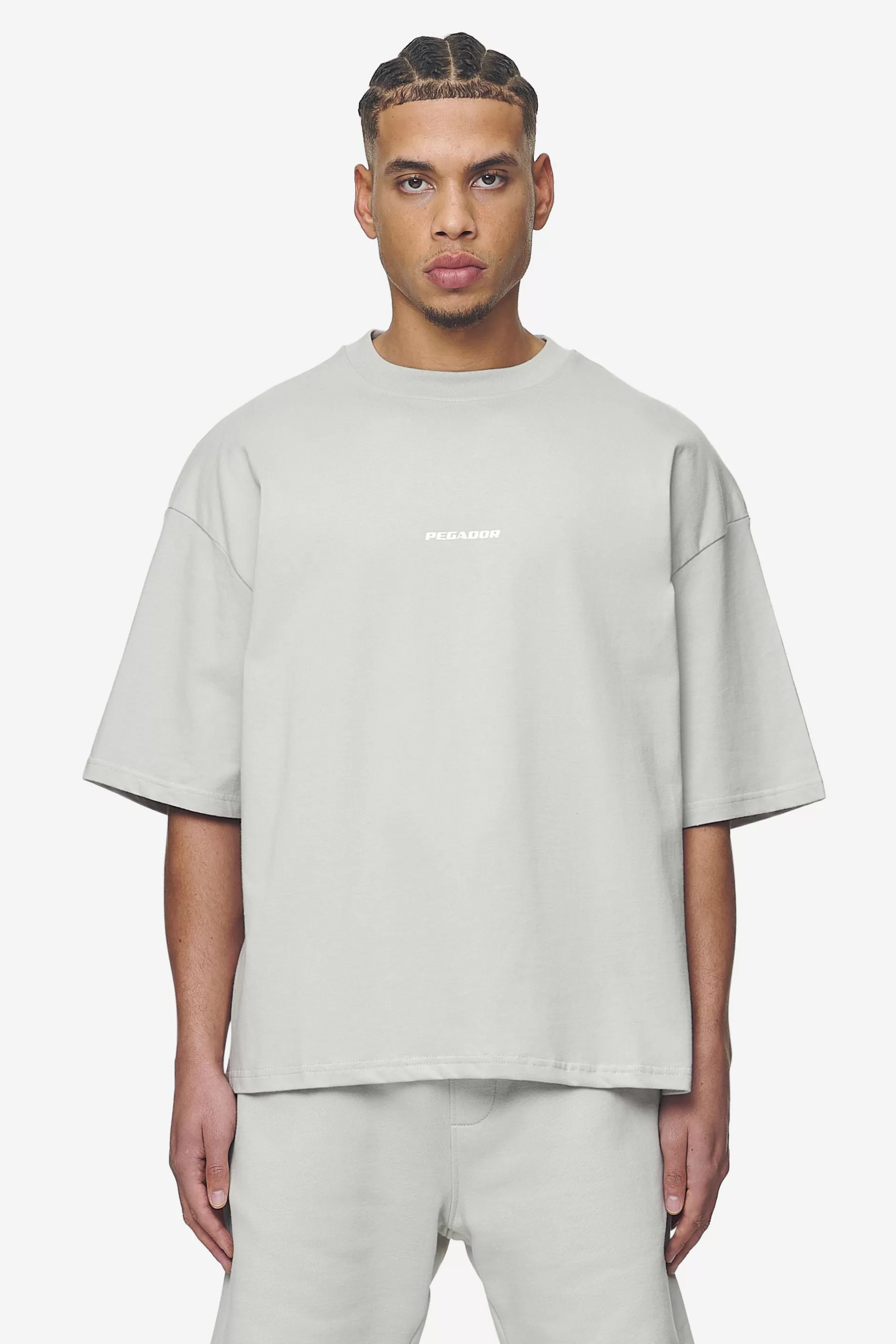 Best Sale Pegador Logo Boxy Tee White Gum Washed pearl grey