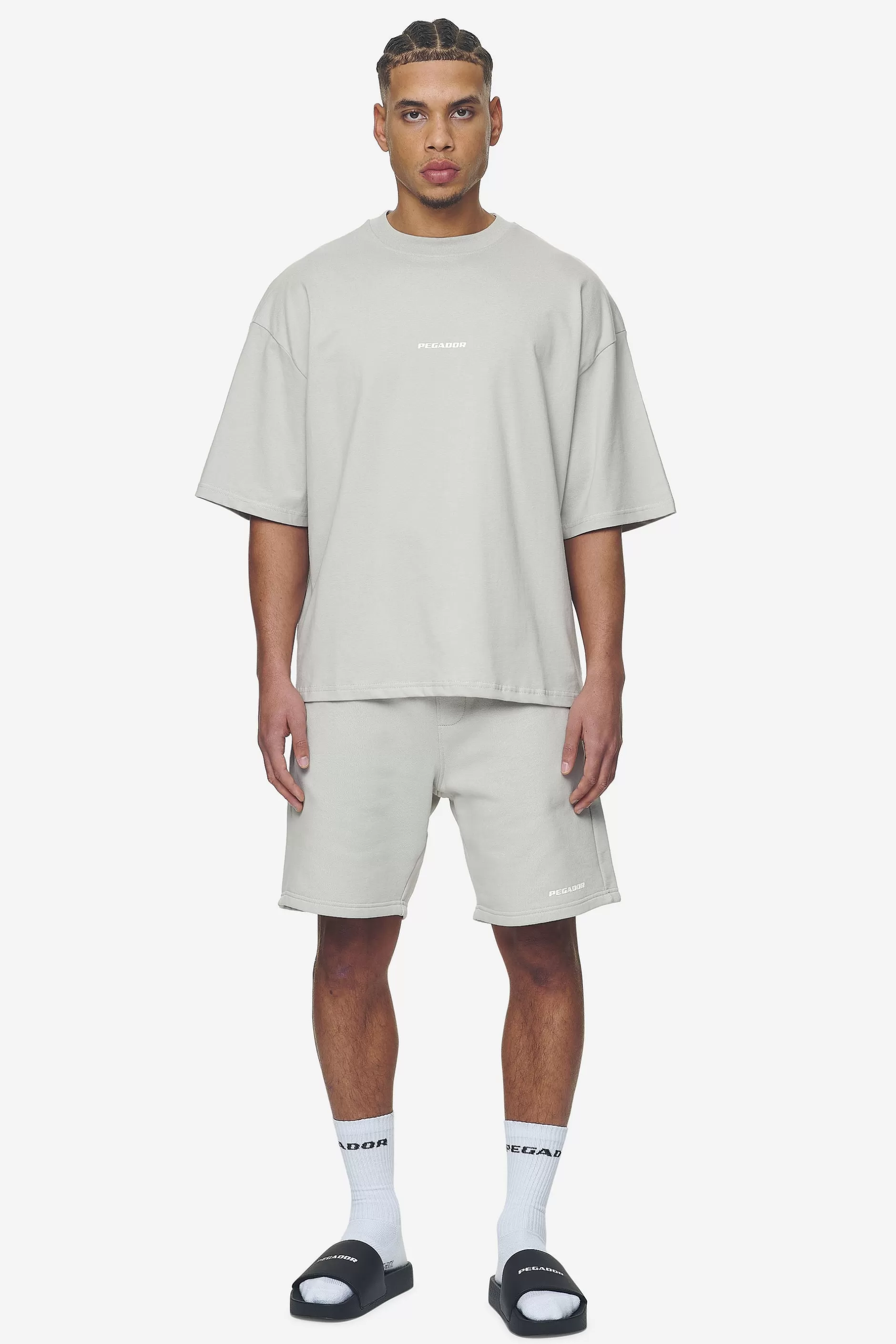 Best Sale Pegador Logo Boxy Tee White Gum Washed pearl grey