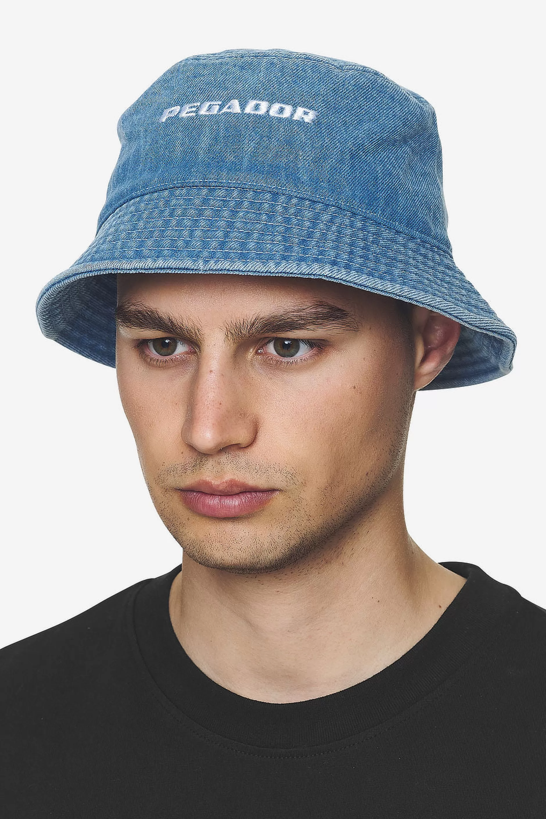 Shop Pegador Logo Denim Bucket Hat Baby Blue